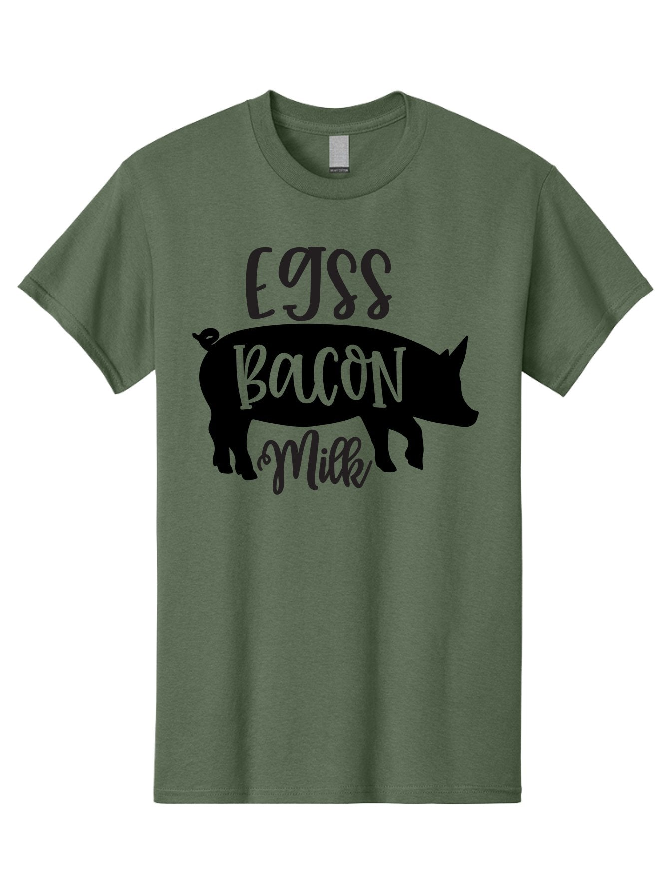 Egjss-Bacon-Milk Men'S Graphic Tee, 100% Cotton, Comfortable Casual Summer Wear, Machine Washable, Eggs, Bacon, Milk, Pig Silhouette, Farm Fresh, Dairy Products, Breakfast Foods, Savory Delights, Farm-To-Table Aab574
