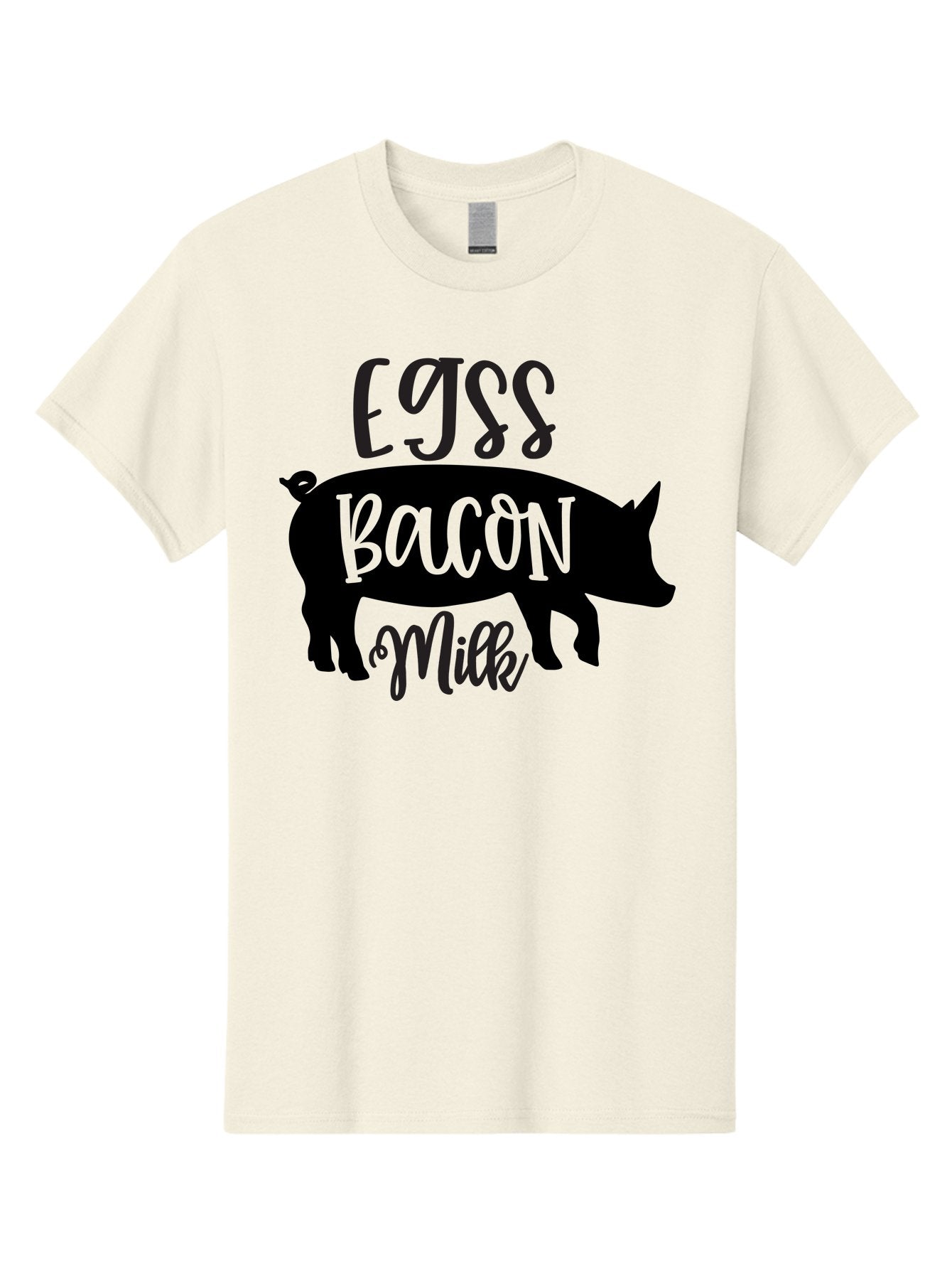Egjss-Bacon-Milk Men'S Graphic Tee, 100% Cotton, Comfortable Casual Summer Wear, Machine Washable, Eggs, Bacon, Milk, Pig Silhouette, Farm Fresh, Dairy Products, Breakfast Foods, Savory Delights, Farm-To-Table Aab574 15