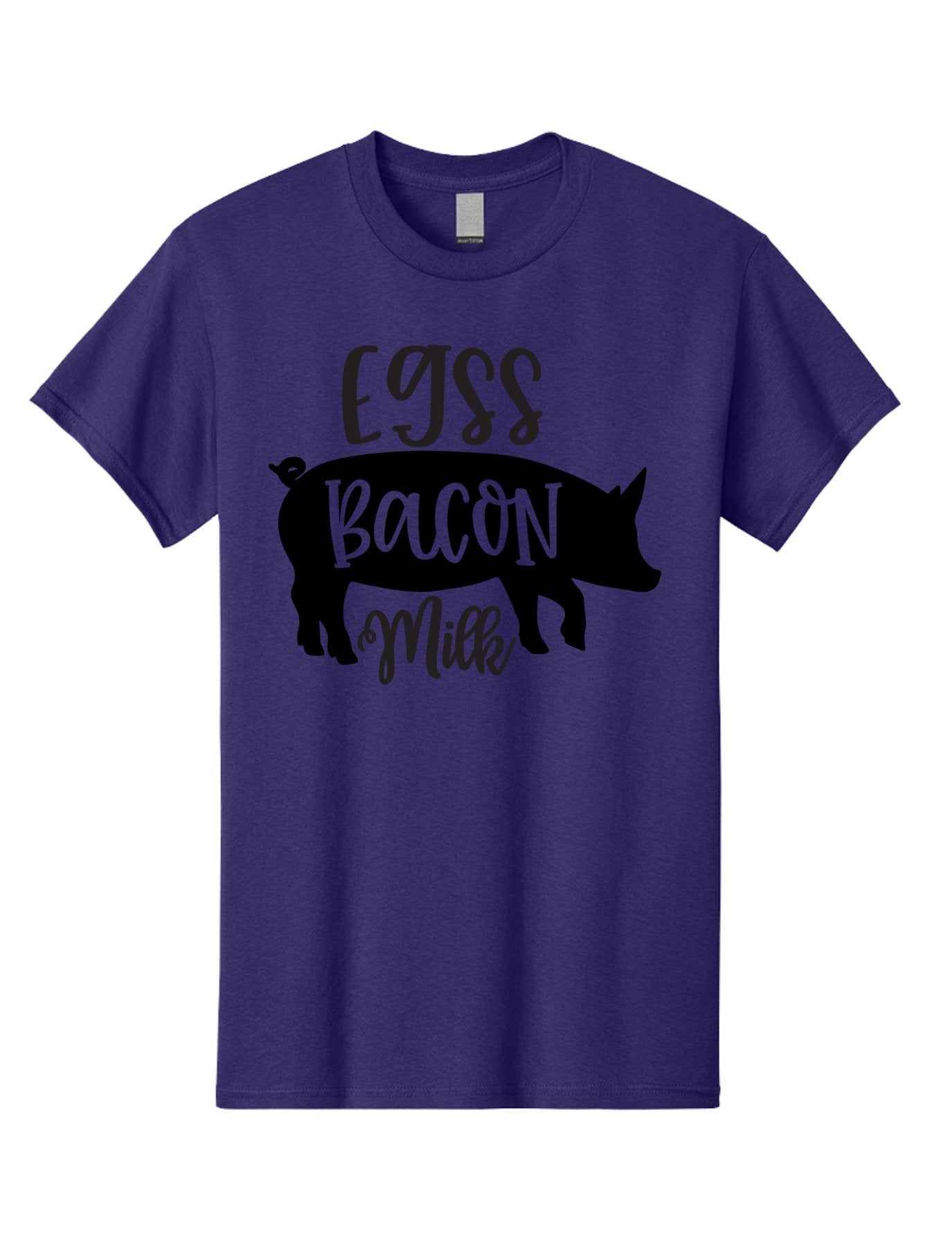 Egjss-Bacon-Milk Men'S Graphic Tee, 100% Cotton, Comfortable Casual Summer Wear, Machine Washable, Eggs, Bacon, Milk, Pig Silhouette, Farm Fresh, Dairy Products, Breakfast Foods, Savory Delights, Farm-To-Table Aab574 13