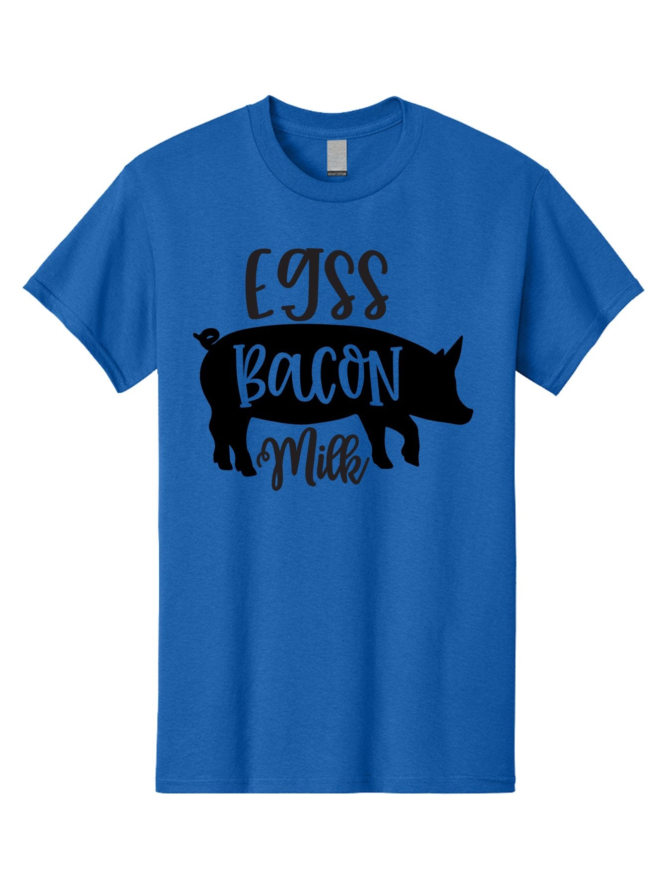 Egjss-Bacon-Milk Men'S Graphic Tee, 100% Cotton, Comfortable Casual Summer Wear, Machine Washable, Eggs, Bacon, Milk, Pig Silhouette, Farm Fresh, Dairy Products, Breakfast Foods, Savory Delights, Farm-To-Table Aab574 6