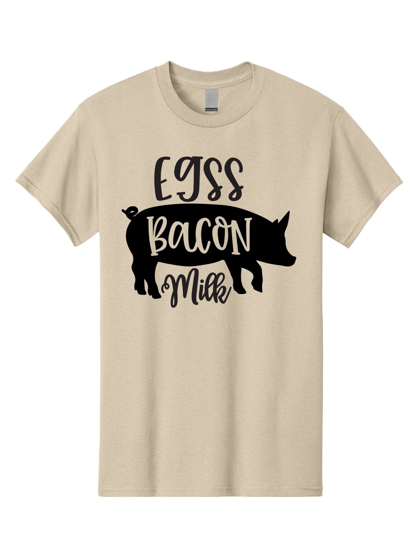 Egjss-Bacon-Milk Men'S Graphic Tee, 100% Cotton, Comfortable Casual Summer Wear, Machine Washable, Eggs, Bacon, Milk, Pig Silhouette, Farm Fresh, Dairy Products, Breakfast Foods, Savory Delights, Farm-To-Table Aab574 10