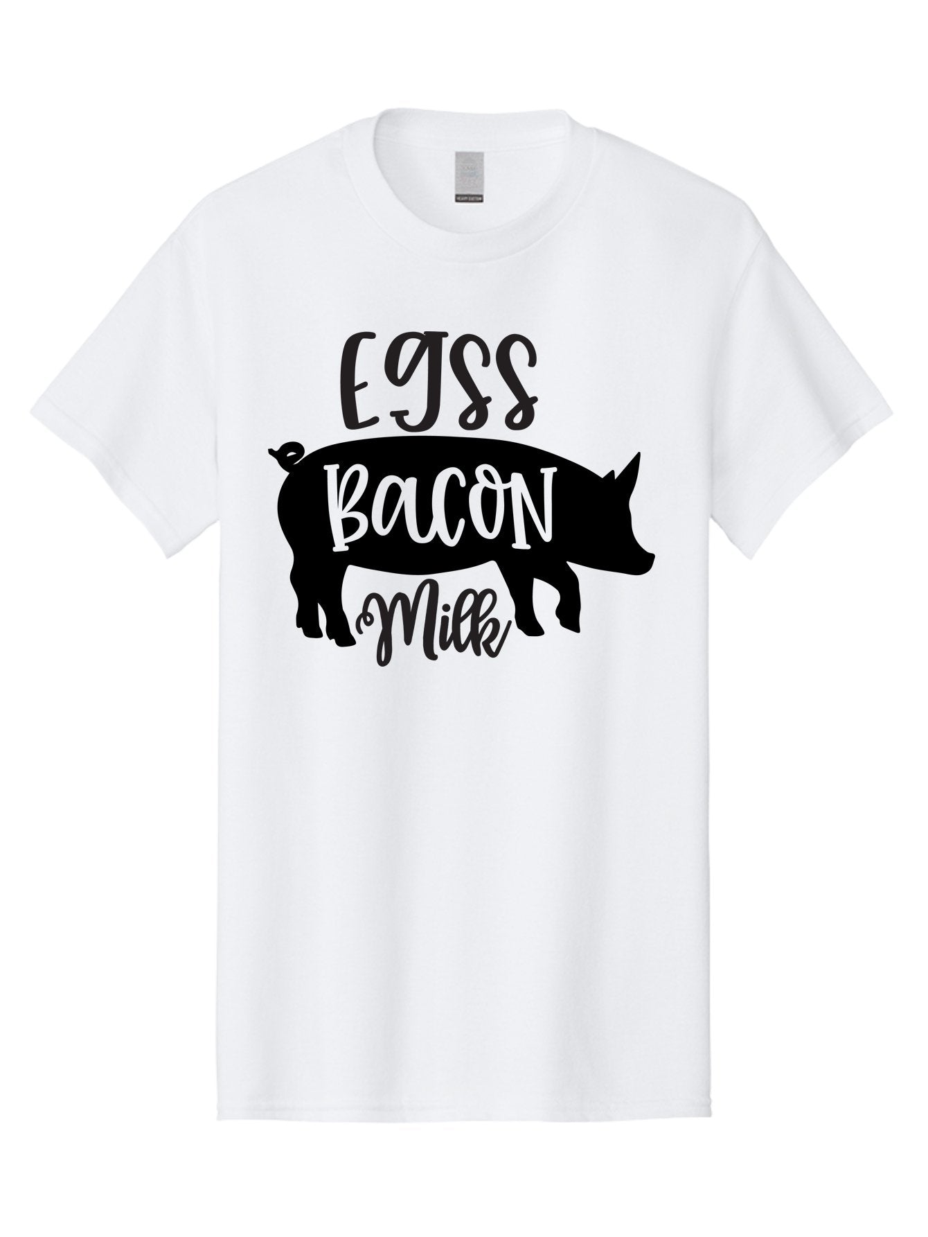 Egjss-Bacon-Milk Men'S Graphic Tee, 100% Cotton, Comfortable Casual Summer Wear, Machine Washable, Eggs, Bacon, Milk, Pig Silhouette, Farm Fresh, Dairy Products, Breakfast Foods, Savory Delights, Farm-To-Table Aab574 4