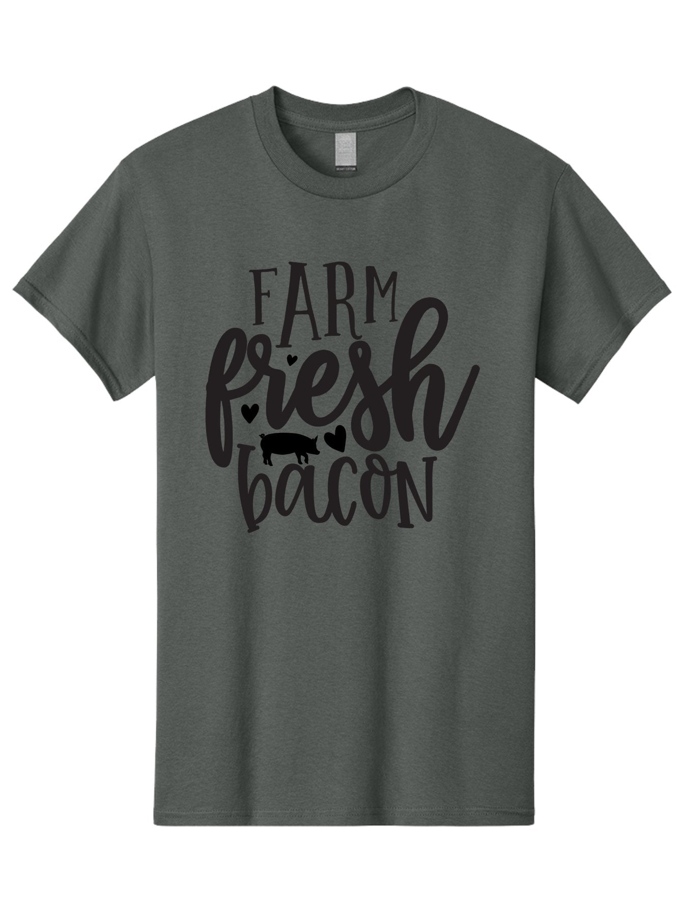 Farm-Fresh-Bacon Men'S Graphic Tee, 100% Cotton, Comfortable Casual Summer Wear, Machine Washable, Farm Fresh Bacon, Farm Food, Fresh Meat, Farm To Table, Bacon Lover, Pig Silhouette, Foodie Graphics, Kitchen Decor, Rustic Charm Aab575 14