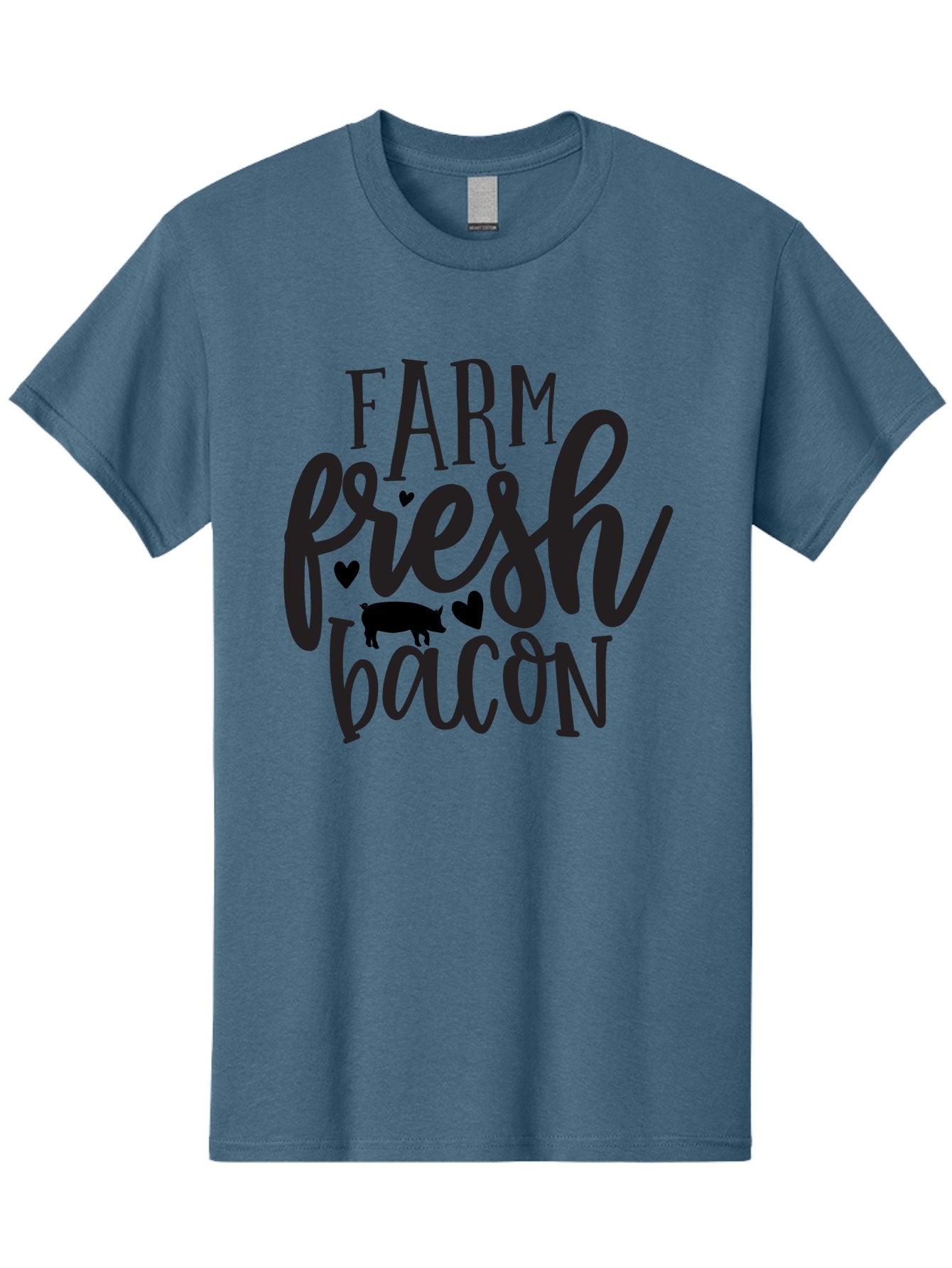 Farm-Fresh-Bacon Men'S Graphic Tee, 100% Cotton, Comfortable Casual Summer Wear, Machine Washable, Farm Fresh Bacon, Farm Food, Fresh Meat, Farm To Table, Bacon Lover, Pig Silhouette, Foodie Graphics, Kitchen Decor, Rustic Charm Aab575 3