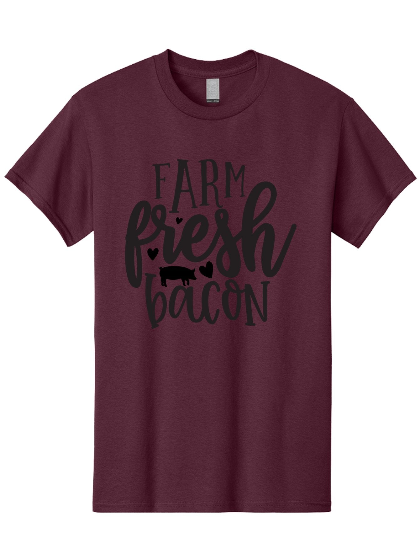 Farm-Fresh-Bacon Men'S Graphic Tee, 100% Cotton, Comfortable Casual Summer Wear, Machine Washable, Farm Fresh Bacon, Farm Food, Fresh Meat, Farm To Table, Bacon Lover, Pig Silhouette, Foodie Graphics, Kitchen Decor, Rustic Charm Aab575 11
