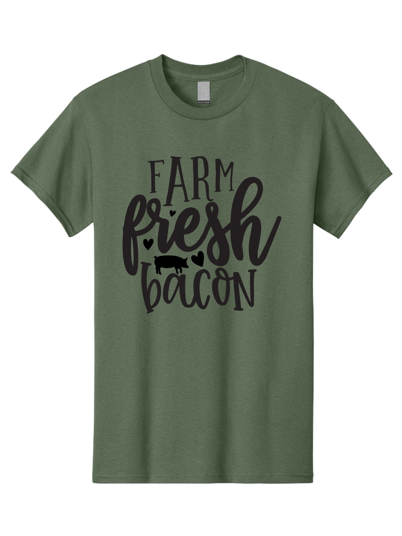 Farm-Fresh-Bacon Men'S Graphic Tee, 100% Cotton, Comfortable Casual Summer Wear, Machine Washable, Farm Fresh Bacon, Farm Food, Fresh Meat, Farm To Table, Bacon Lover, Pig Silhouette, Foodie Graphics, Kitchen Decor, Rustic Charm Aab575 5