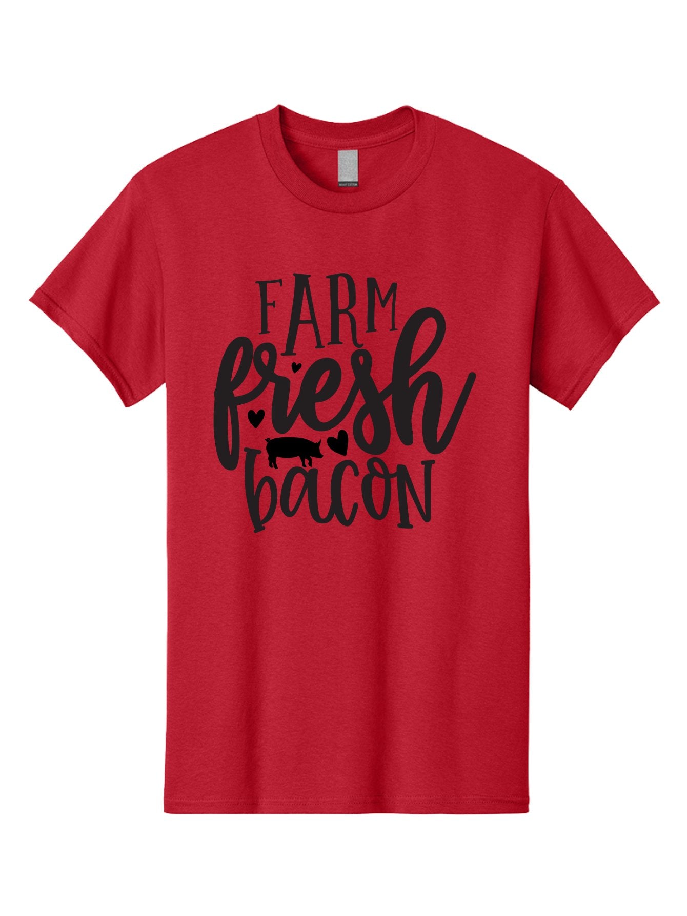 Farm-Fresh-Bacon Men'S Graphic Tee, 100% Cotton, Comfortable Casual Summer Wear, Machine Washable, Farm Fresh Bacon, Farm Food, Fresh Meat, Farm To Table, Bacon Lover, Pig Silhouette, Foodie Graphics, Kitchen Decor, Rustic Charm Aab575 15