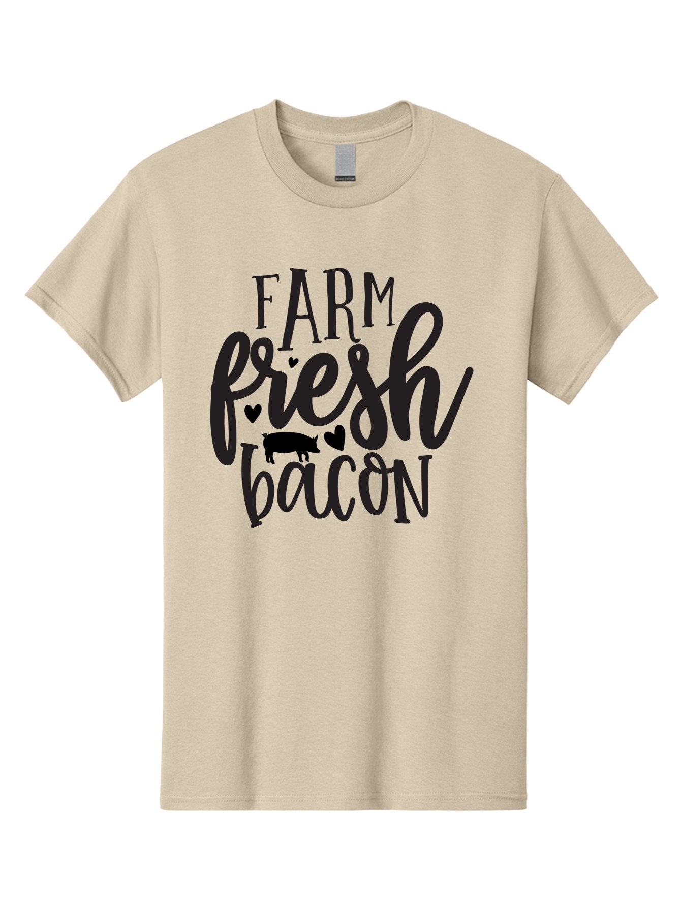 Farm-Fresh-Bacon Men'S Graphic Tee, 100% Cotton, Comfortable Casual Summer Wear, Machine Washable, Farm Fresh Bacon, Farm Food, Fresh Meat, Farm To Table, Bacon Lover, Pig Silhouette, Foodie Graphics, Kitchen Decor, Rustic Charm Aab575 4