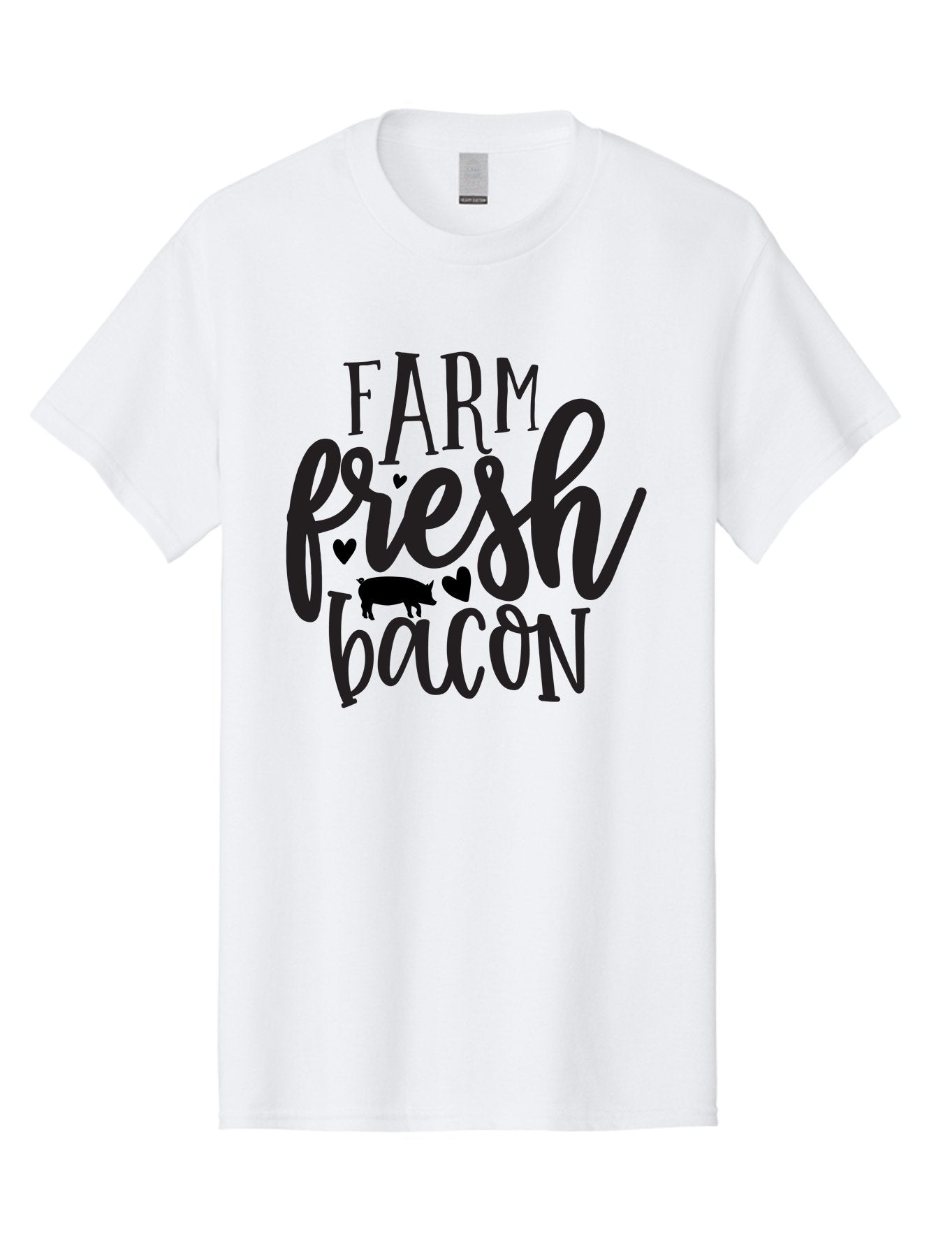 Farm-Fresh-Bacon Men'S Graphic Tee, 100% Cotton, Comfortable Casual Summer Wear, Machine Washable, Farm Fresh Bacon, Farm Food, Fresh Meat, Farm To Table, Bacon Lover, Pig Silhouette, Foodie Graphics, Kitchen Decor, Rustic Charm Aab575 7