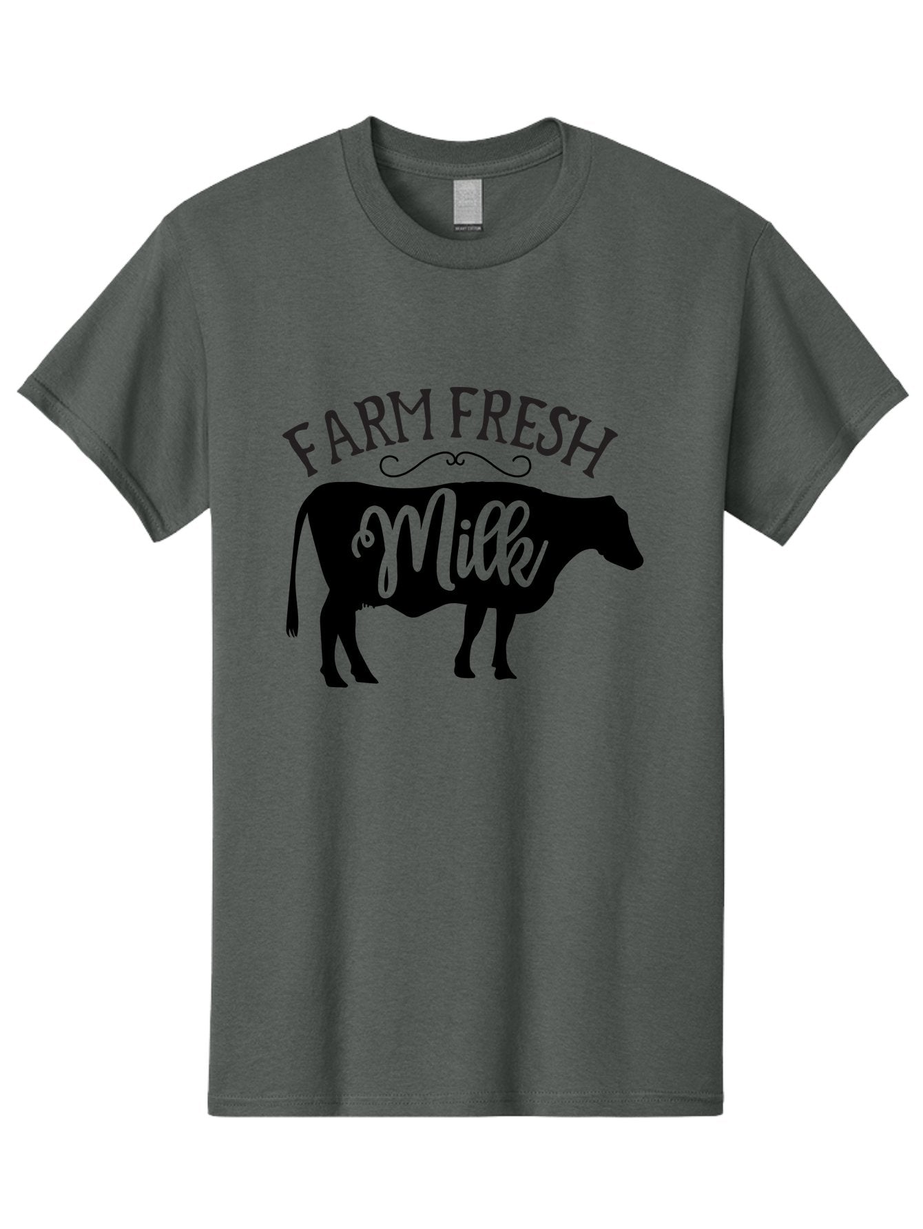 Farm-Fresh-Milk Men'S Graphic Tee, 100% Cotton, Comfortable Casual Summer Wear, Machine Washable, Cow Silhouette, Farm Fresh Milk, Dairy Products, Farm Produce, Milk Production, Agricultural Products, Fresh Milk, Farm Fresh Aab578 11