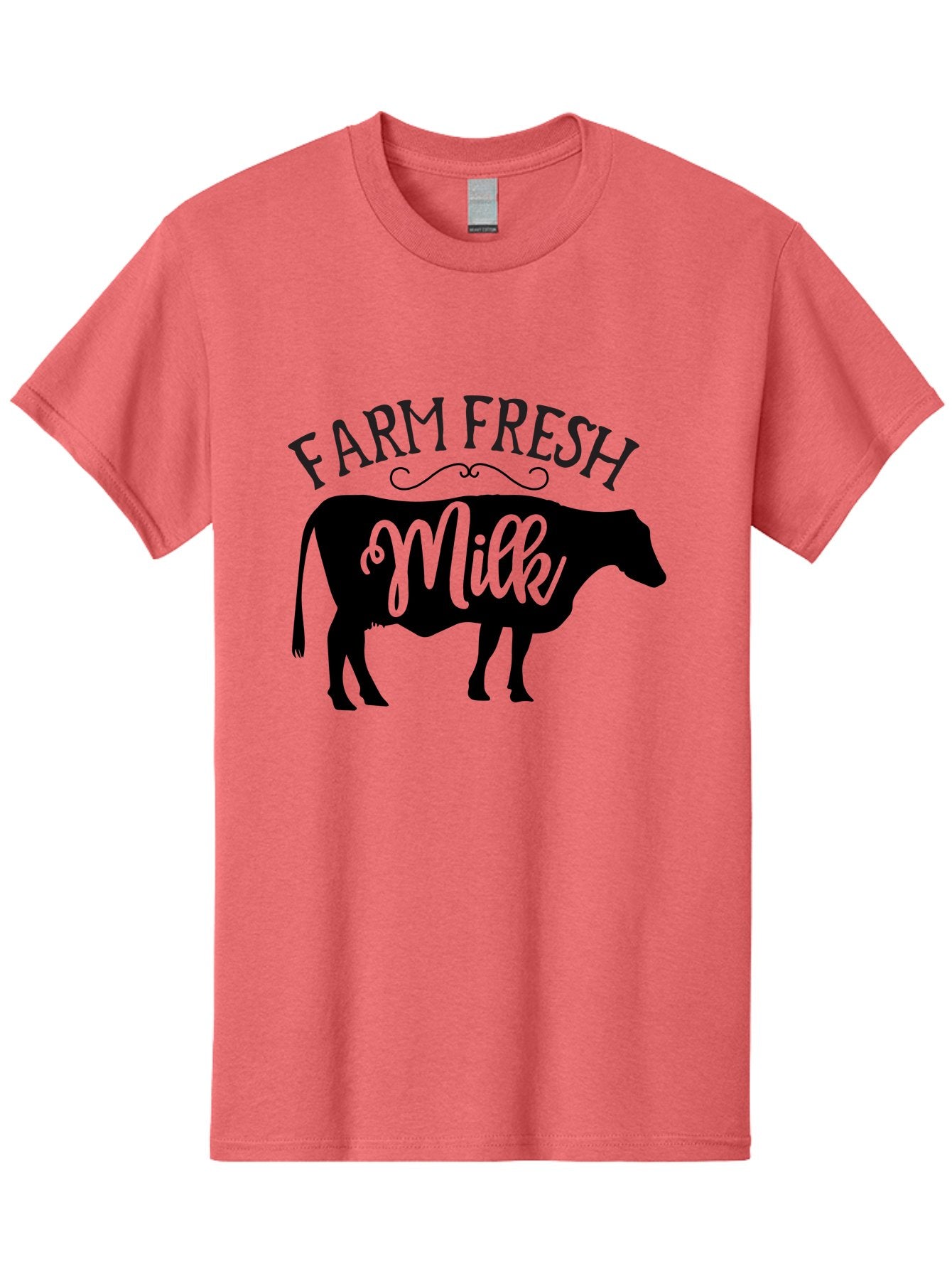 Farm-Fresh-Milk Men'S Graphic Tee, 100% Cotton, Comfortable Casual Summer Wear, Machine Washable, Cow Silhouette, Farm Fresh Milk, Dairy Products, Farm Produce, Milk Production, Agricultural Products, Fresh Milk, Farm Fresh Aab578 9