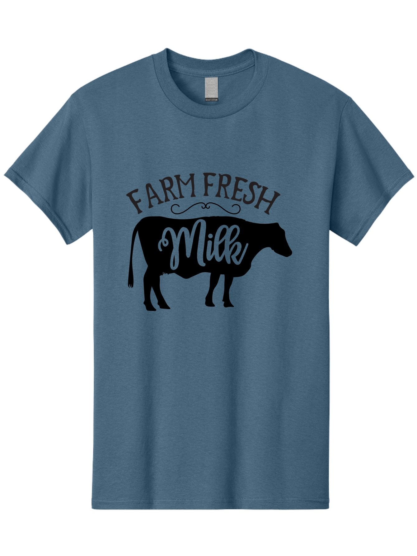 Farm-Fresh-Milk Men'S Graphic Tee, 100% Cotton, Comfortable Casual Summer Wear, Machine Washable, Cow Silhouette, Farm Fresh Milk, Dairy Products, Farm Produce, Milk Production, Agricultural Products, Fresh Milk, Farm Fresh Aab578 14