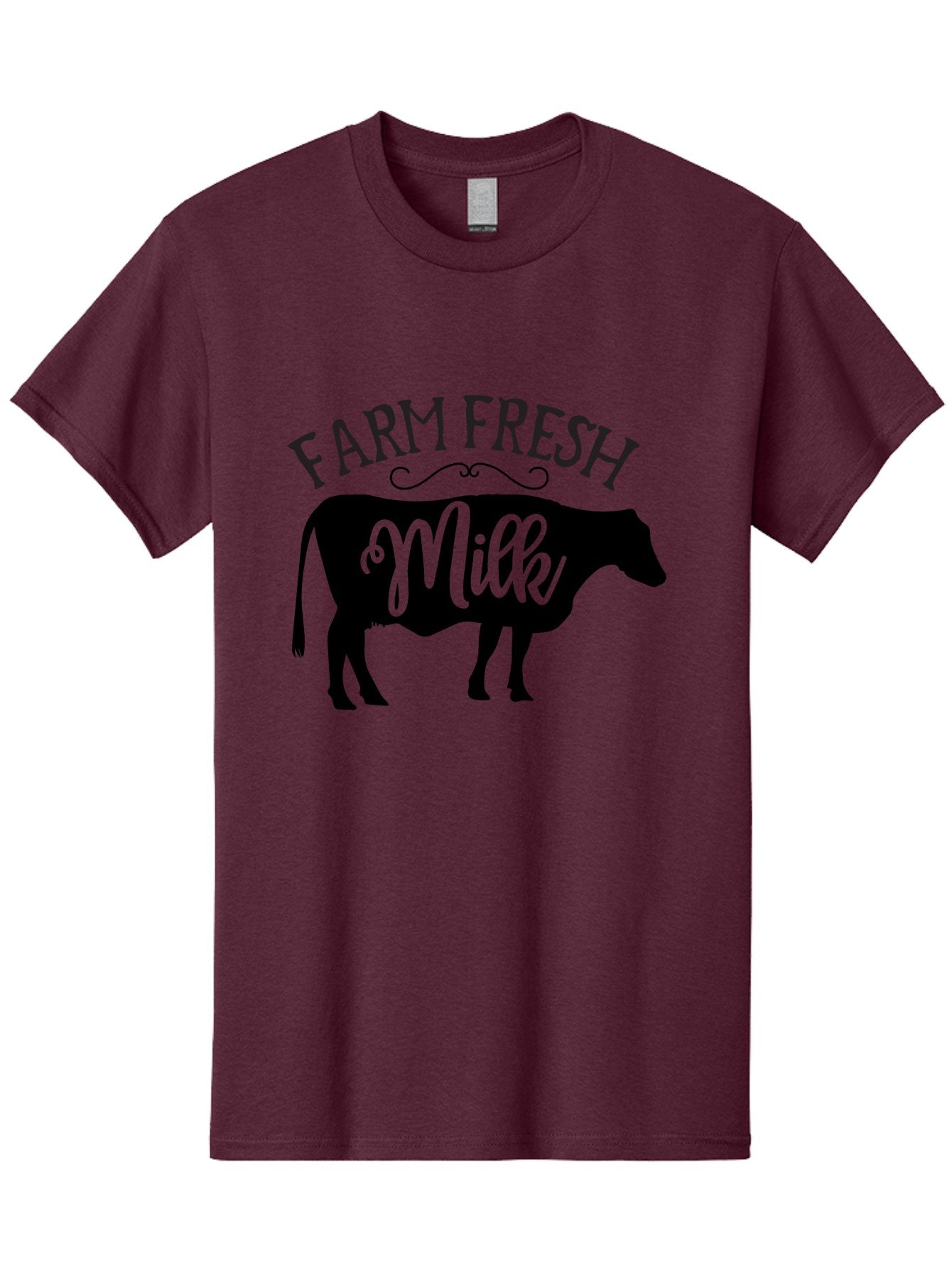 Farm-Fresh-Milk Men'S Graphic Tee, 100% Cotton, Comfortable Casual Summer Wear, Machine Washable, Cow Silhouette, Farm Fresh Milk, Dairy Products, Farm Produce, Milk Production, Agricultural Products, Fresh Milk, Farm Fresh Aab578 5