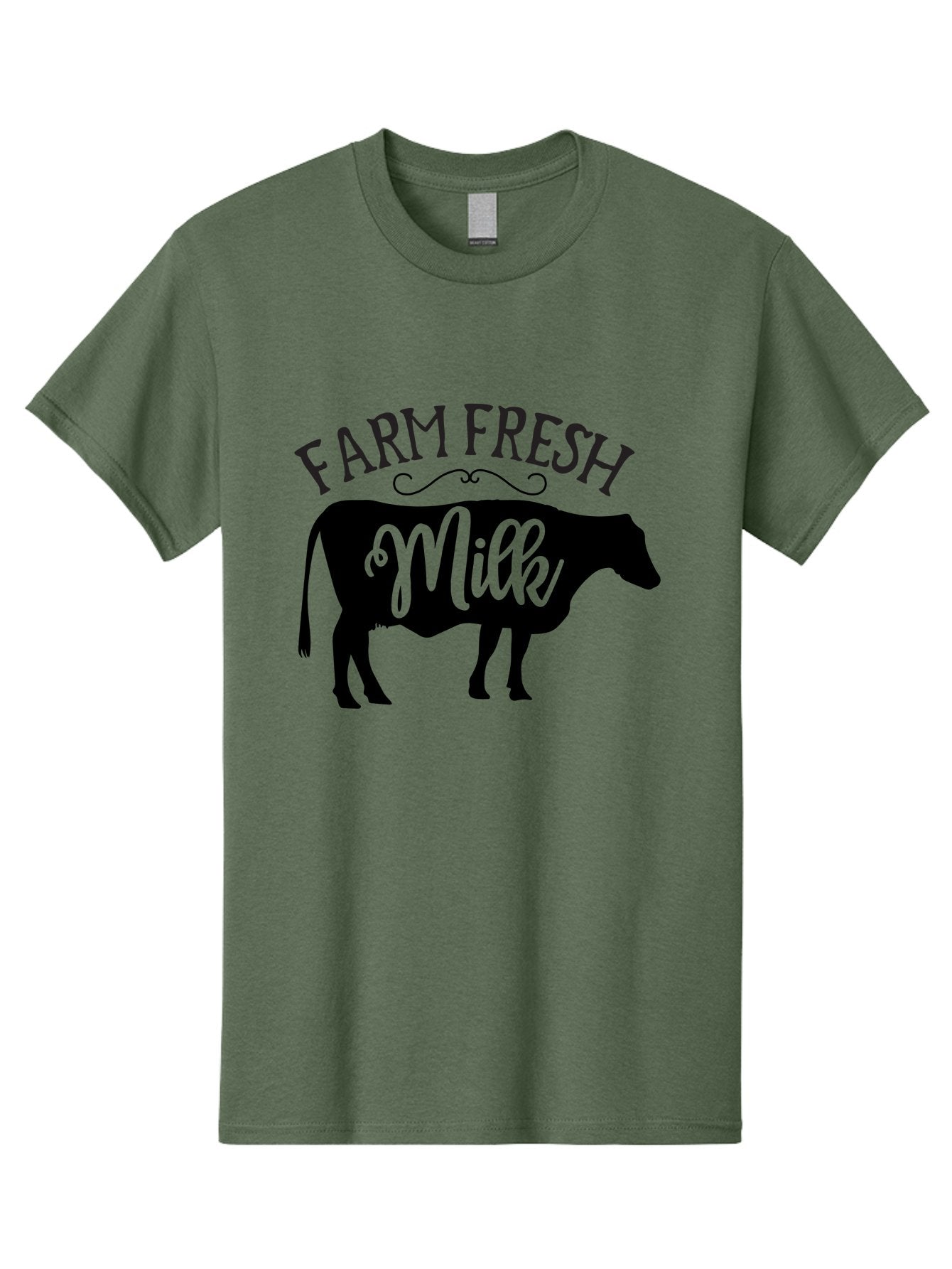 Farm-Fresh-Milk Men'S Graphic Tee, 100% Cotton, Comfortable Casual Summer Wear, Machine Washable, Cow Silhouette, Farm Fresh Milk, Dairy Products, Farm Produce, Milk Production, Agricultural Products, Fresh Milk, Farm Fresh Aab578