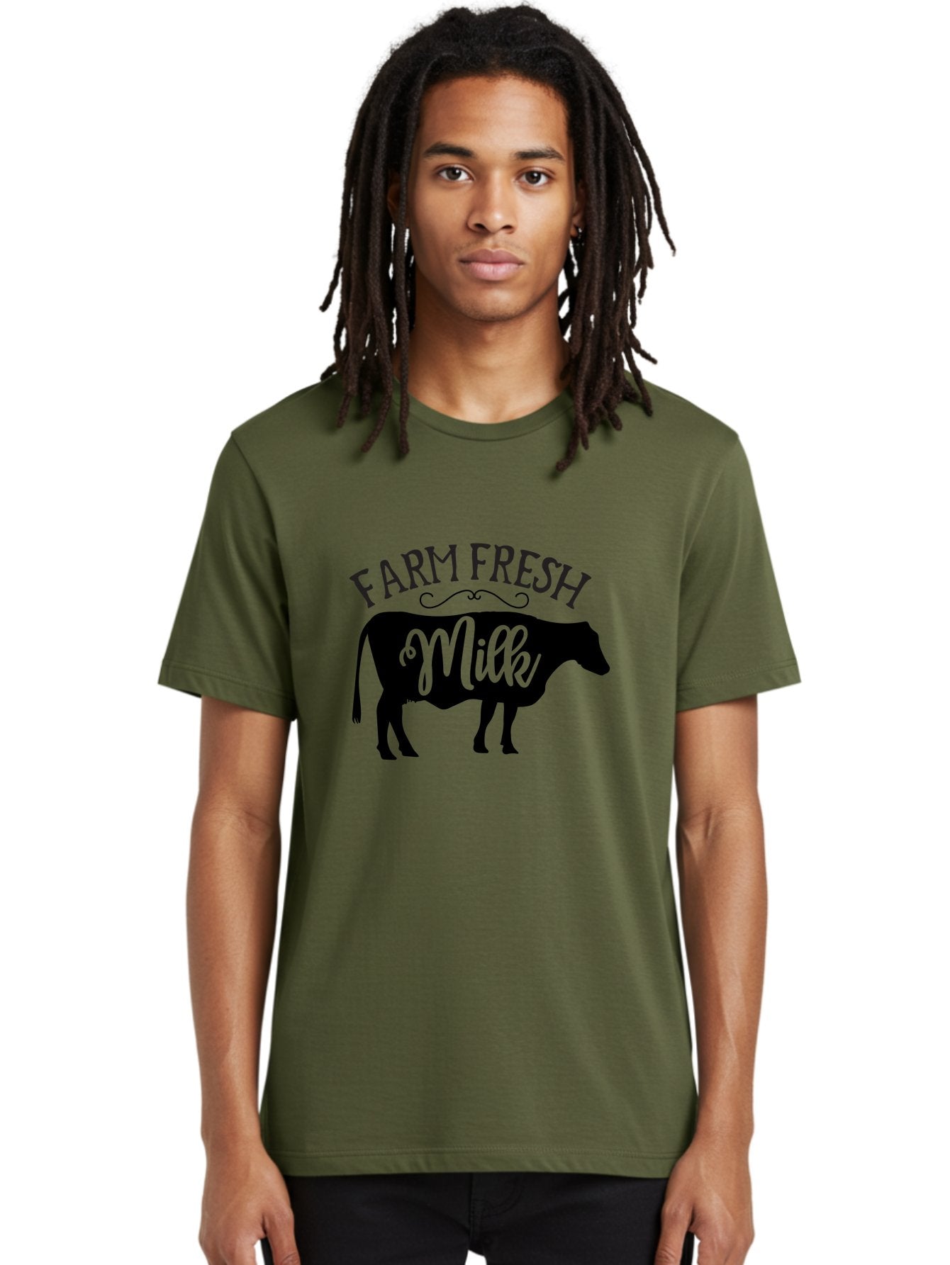 Farm-Fresh-Milk Men'S Graphic Tee, 100% Cotton, Comfortable Casual Summer Wear, Machine Washable, Cow Silhouette, Farm Fresh Milk, Dairy Products, Farm Produce, Milk Production, Agricultural Products, Fresh Milk, Farm Fresh Aab578 19