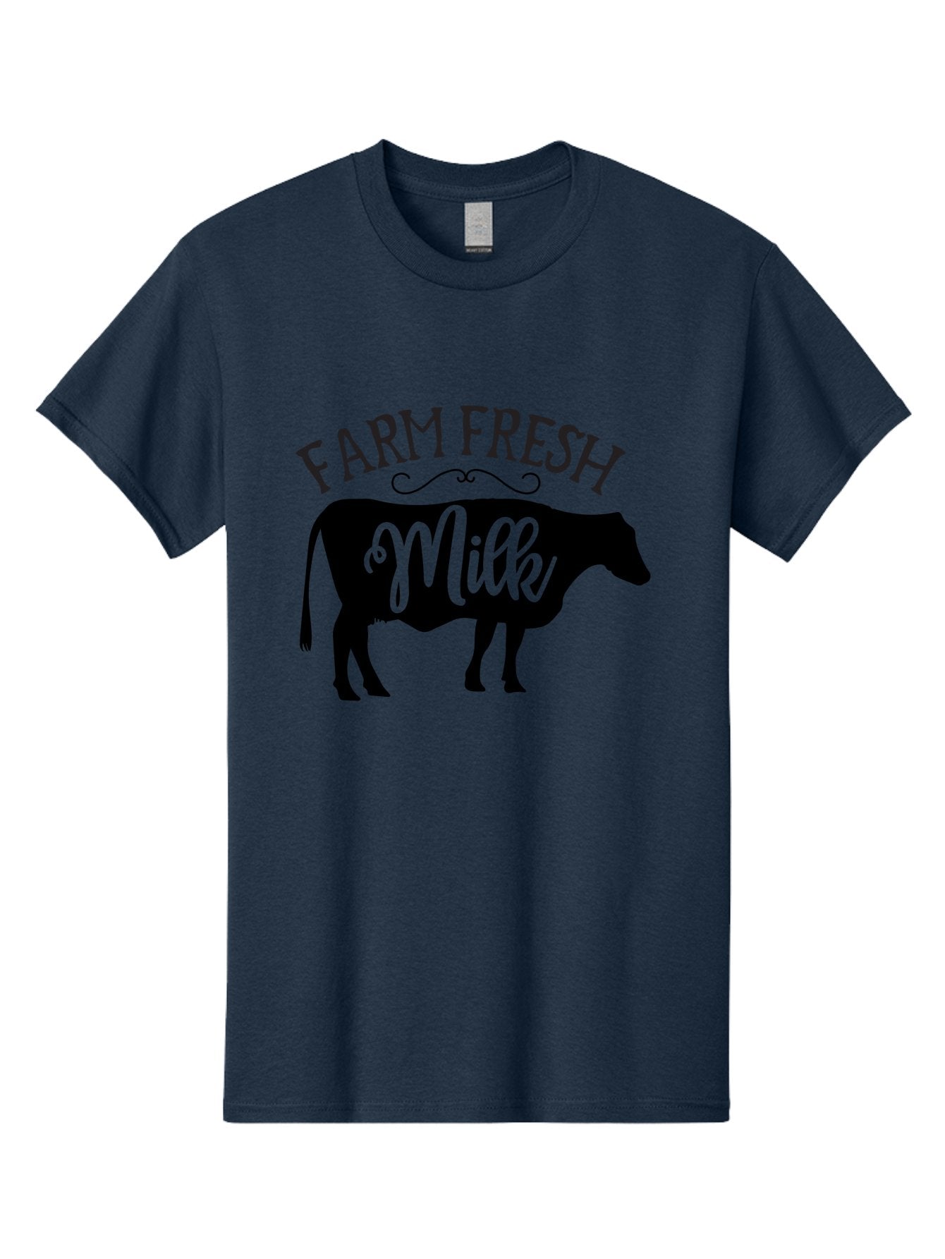 Farm-Fresh-Milk Men'S Graphic Tee, 100% Cotton, Comfortable Casual Summer Wear, Machine Washable, Cow Silhouette, Farm Fresh Milk, Dairy Products, Farm Produce, Milk Production, Agricultural Products, Fresh Milk, Farm Fresh Aab578 7