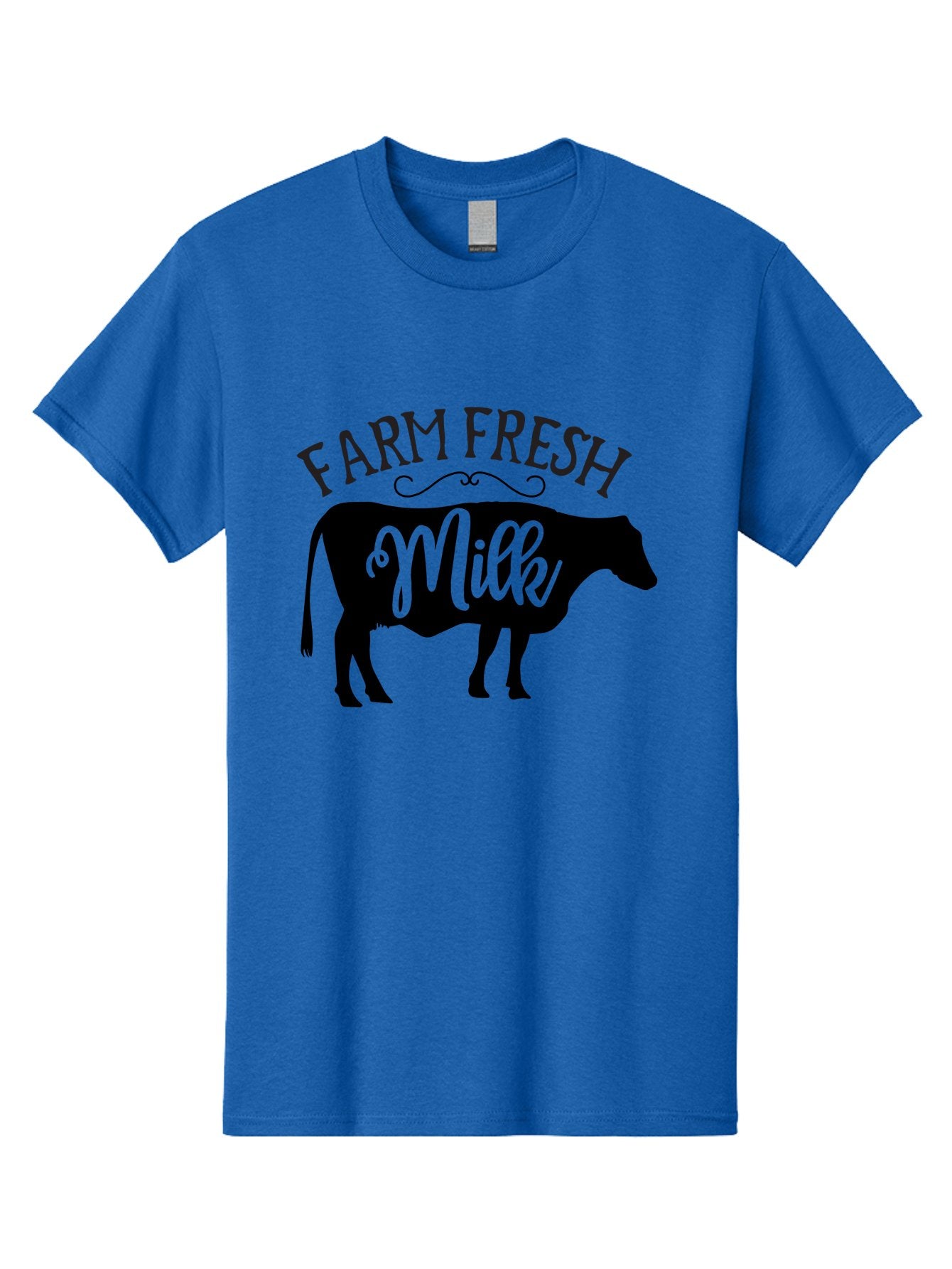 Farm-Fresh-Milk Men'S Graphic Tee, 100% Cotton, Comfortable Casual Summer Wear, Machine Washable, Cow Silhouette, Farm Fresh Milk, Dairy Products, Farm Produce, Milk Production, Agricultural Products, Fresh Milk, Farm Fresh Aab578
