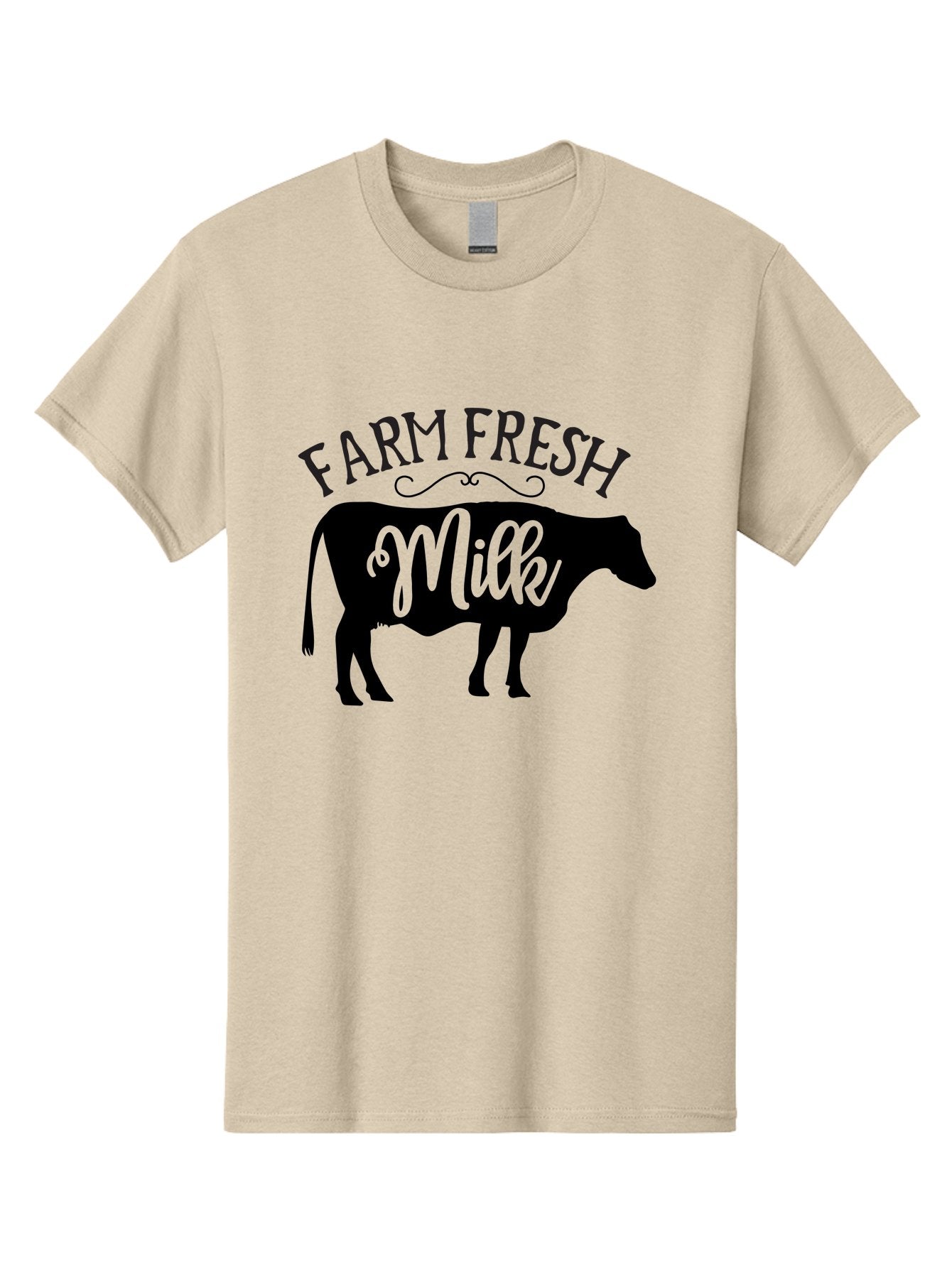 Farm-Fresh-Milk Men'S Graphic Tee, 100% Cotton, Comfortable Casual Summer Wear, Machine Washable, Cow Silhouette, Farm Fresh Milk, Dairy Products, Farm Produce, Milk Production, Agricultural Products, Fresh Milk, Farm Fresh Aab578 3