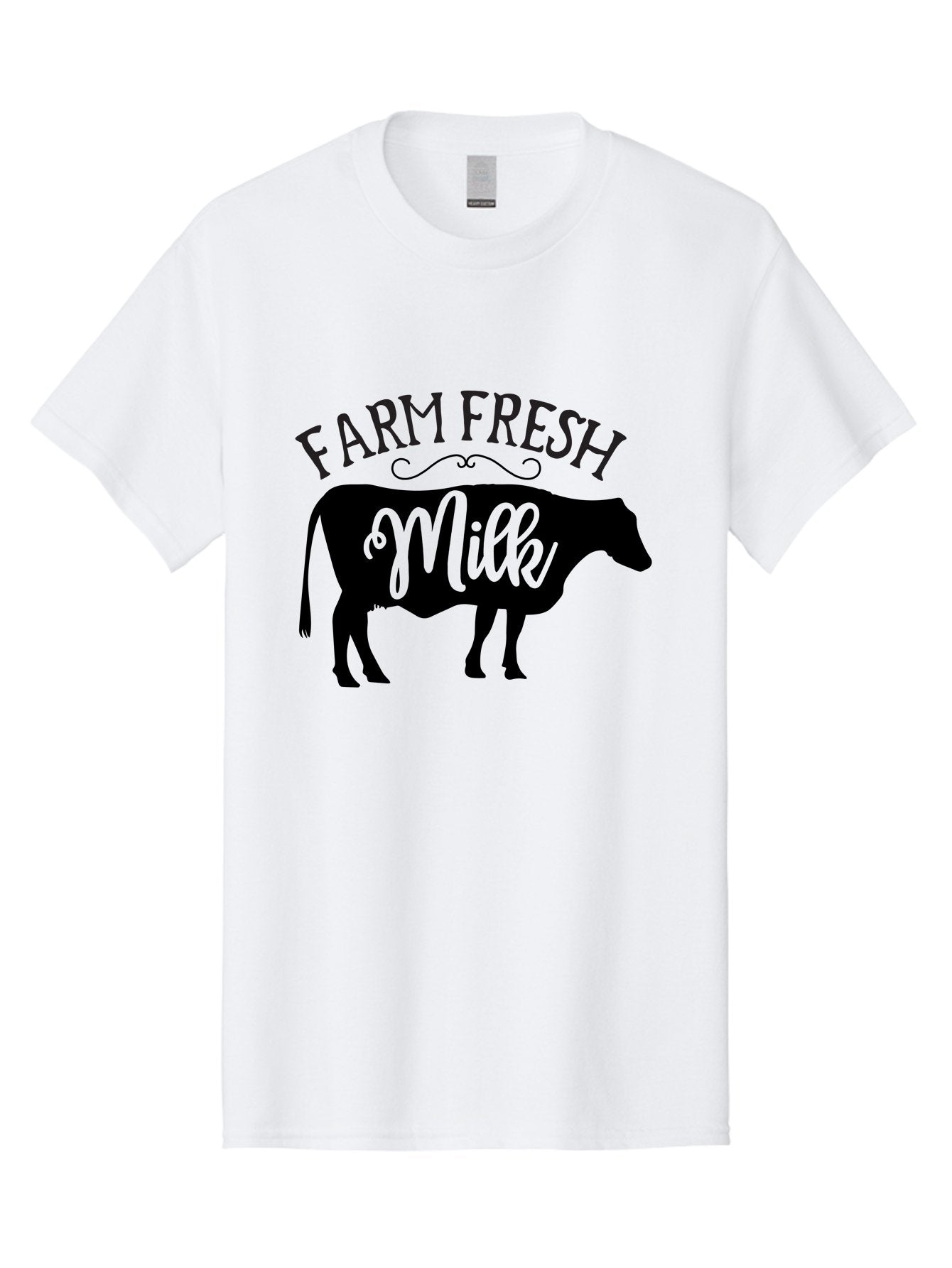 Farm-Fresh-Milk Men'S Graphic Tee, 100% Cotton, Comfortable Casual Summer Wear, Machine Washable, Cow Silhouette, Farm Fresh Milk, Dairy Products, Farm Produce, Milk Production, Agricultural Products, Fresh Milk, Farm Fresh Aab578 10