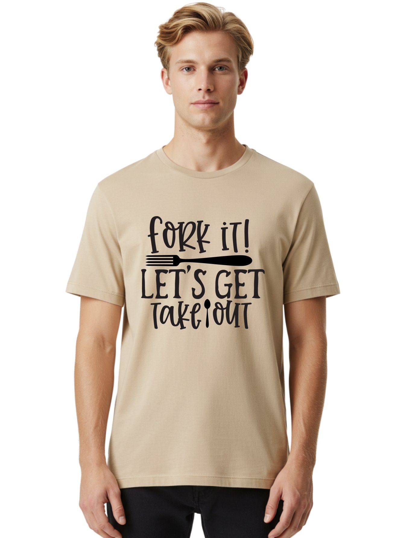 Fork-It-Let-S-Get-Takeout Men'S Graphic Tee, 100% Cotton, Comfortable Casual Summer Wear, Machine Washable, Funny Food Quotes, Takeout Humor, Restaurant Puns, Fork It, Let'S Get Take Out, Foodie Jokes, Dining Humor, Eating Out, Meal To Go Aab580 20