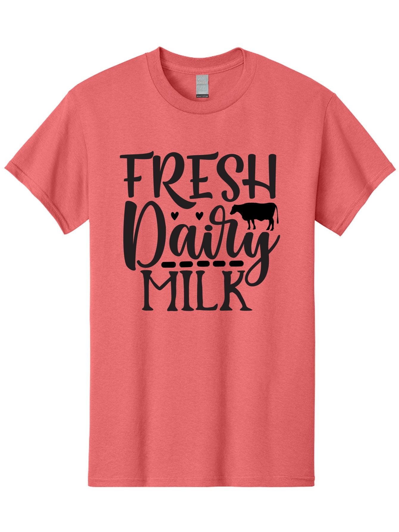 Fresh-Dairy-Milk Men'S Graphic Tee, 100% Cotton, Comfortable Casual Summer Wear, Machine Washable, Fresh Dairy Milk, Cow Silhouette, Hearts, Rustic Font, Dairy Products, Milk Advertisement, Farm Fresh, Dairy Farm, Milk Packaging, Cow Graphics Aab581 5