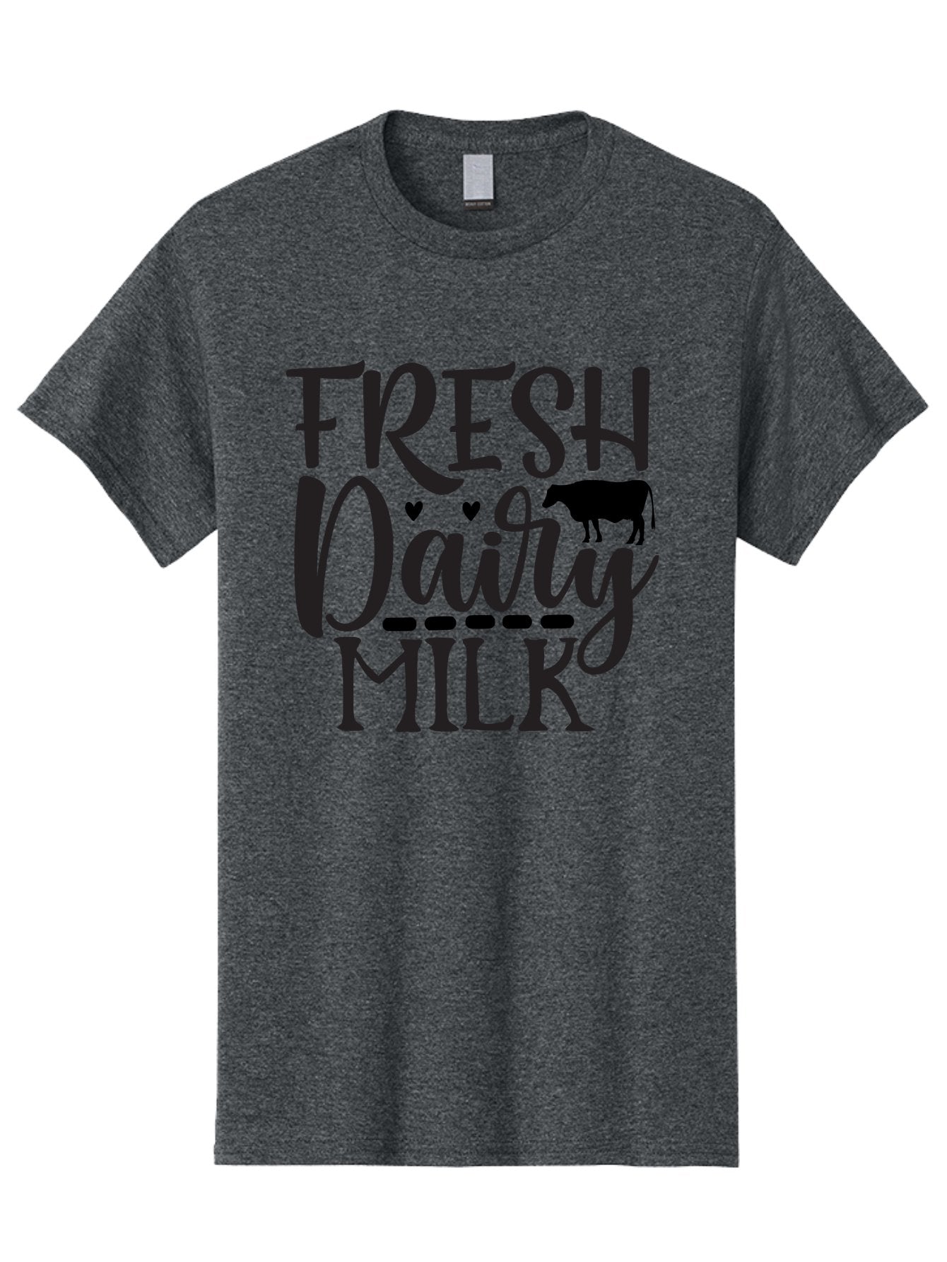 Fresh-Dairy-Milk Men'S Graphic Tee, 100% Cotton, Comfortable Casual Summer Wear, Machine Washable, Fresh Dairy Milk, Cow Silhouette, Hearts, Rustic Font, Dairy Products, Milk Advertisement, Farm Fresh, Dairy Farm, Milk Packaging, Cow Graphics Aab581 6