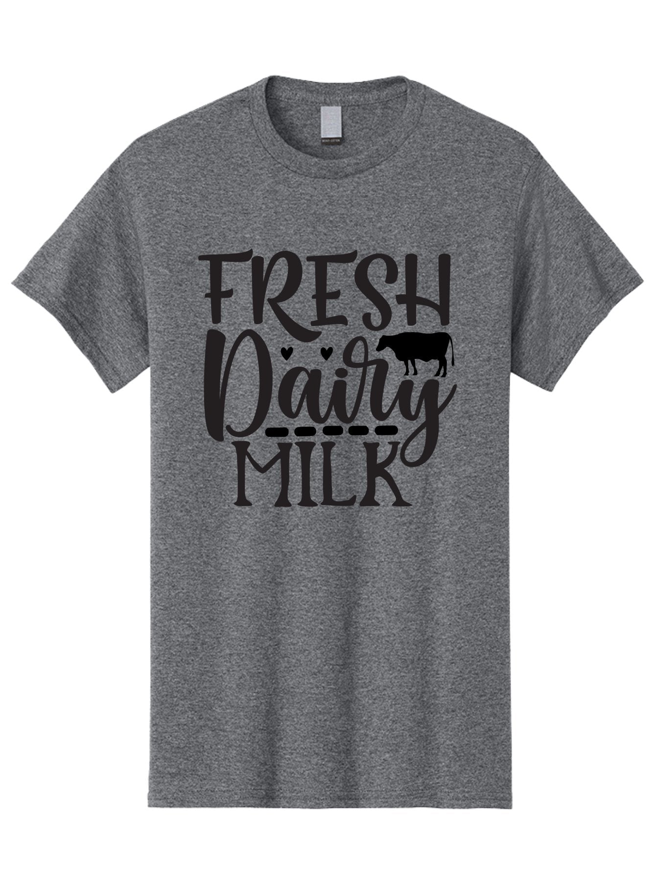 Fresh-Dairy-Milk Men'S Graphic Tee, 100% Cotton, Comfortable Casual Summer Wear, Machine Washable, Fresh Dairy Milk, Cow Silhouette, Hearts, Rustic Font, Dairy Products, Milk Advertisement, Farm Fresh, Dairy Farm, Milk Packaging, Cow Graphics Aab581 15