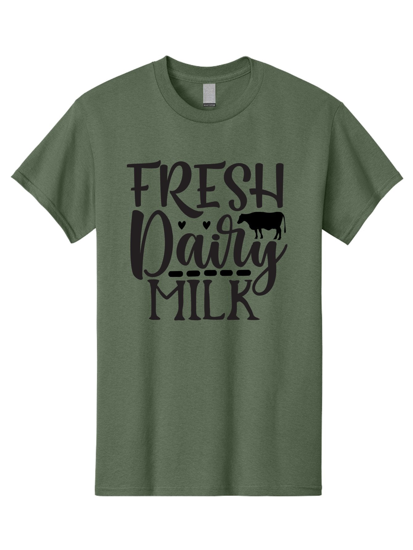 Fresh-Dairy-Milk Men'S Graphic Tee, 100% Cotton, Comfortable Casual Summer Wear, Machine Washable, Fresh Dairy Milk, Cow Silhouette, Hearts, Rustic Font, Dairy Products, Milk Advertisement, Farm Fresh, Dairy Farm, Milk Packaging, Cow Graphics Aab581 8