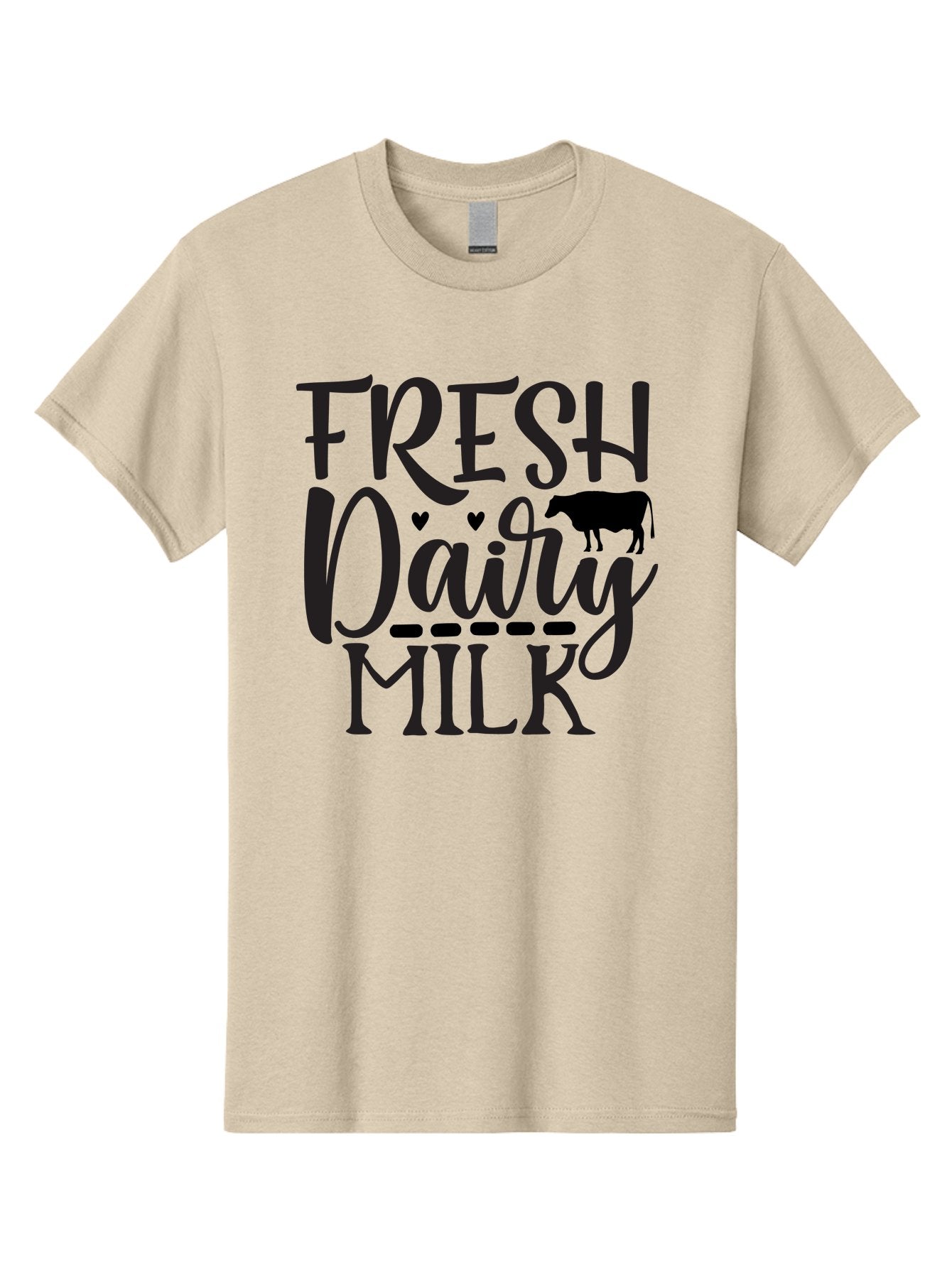 Fresh-Dairy-Milk Men'S Graphic Tee, 100% Cotton, Comfortable Casual Summer Wear, Machine Washable, Fresh Dairy Milk, Cow Silhouette, Hearts, Rustic Font, Dairy Products, Milk Advertisement, Farm Fresh, Dairy Farm, Milk Packaging, Cow Graphics Aab581 11