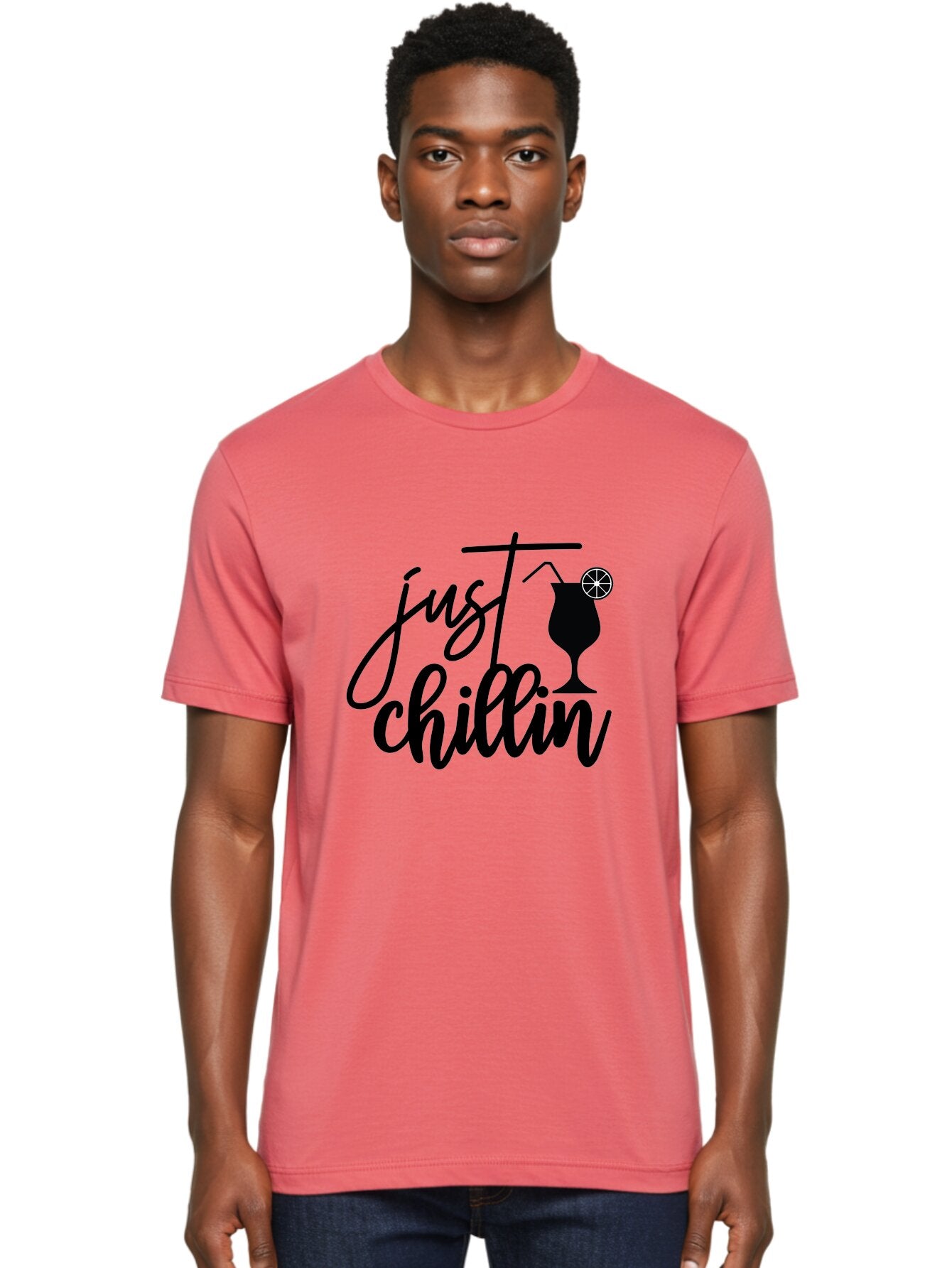 Just-Chillin Men'S Graphic Tee, 100% Cotton, Comfortable Casual Summer Wear, Machine Washable, Relaxation Mode, Chilling Vibes, Cocktail Culture, Refreshing Drinks, Laid-Back Atmosphere, Summer Fun, Happy Hour Aab583 28