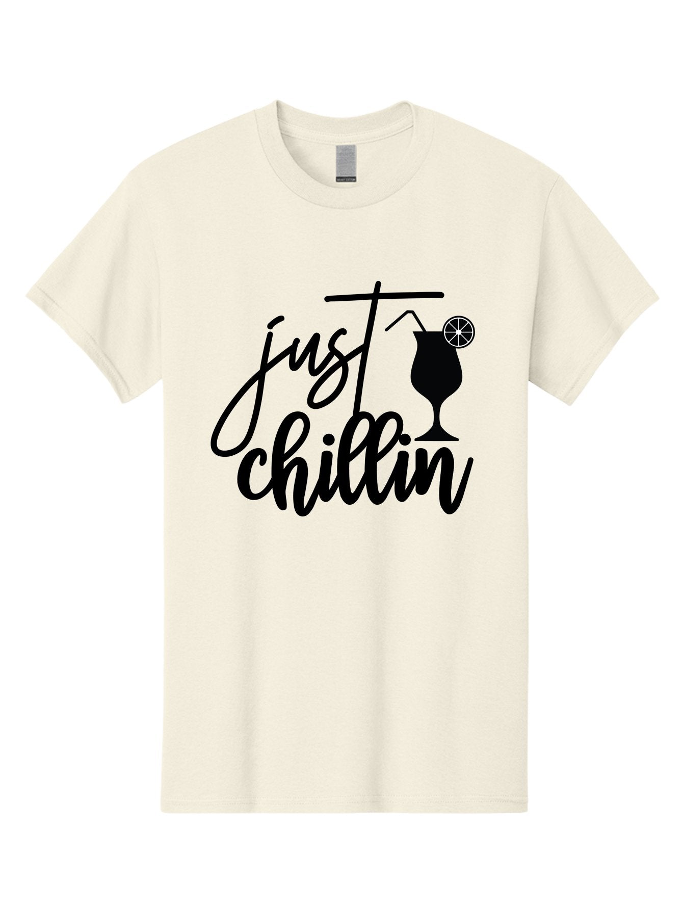 Just-Chillin Men'S Graphic Tee, 100% Cotton, Comfortable Casual Summer Wear, Machine Washable, Relaxation Mode, Chilling Vibes, Cocktail Culture, Refreshing Drinks, Laid-Back Atmosphere, Summer Fun, Happy Hour Aab583 3
