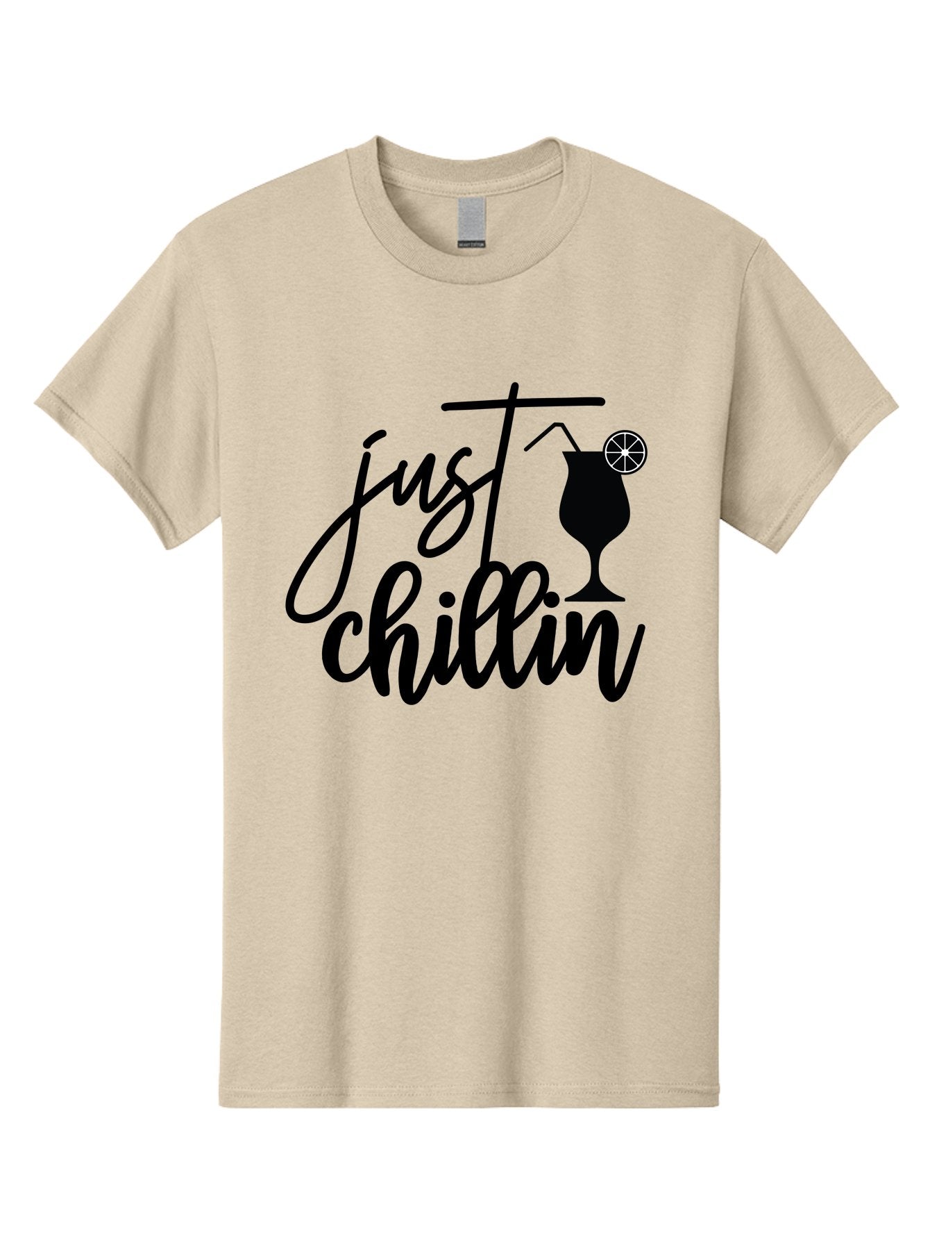 Just-Chillin Men'S Graphic Tee, 100% Cotton, Comfortable Casual Summer Wear, Machine Washable, Relaxation Mode, Chilling Vibes, Cocktail Culture, Refreshing Drinks, Laid-Back Atmosphere, Summer Fun, Happy Hour Aab583 5