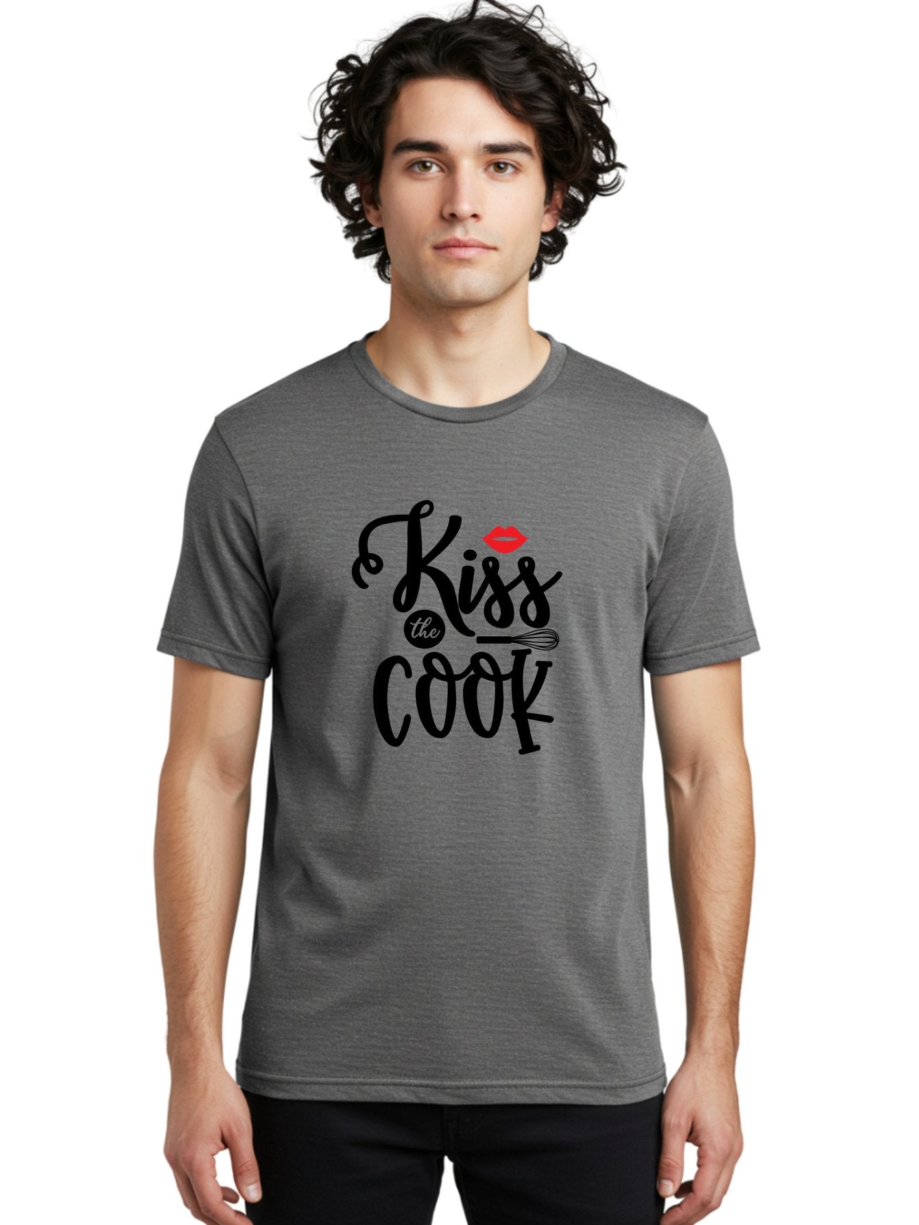 Kiss-The-Cook Men'S Graphic Tee, 100% Cotton, Comfortable Casual Summer Wear, Machine Washable, Kiss The Cook, Cooking With Love, Kitchen Romance, Culinary Passion, Chef'S Kiss, Foodie Charm, Whimsical Kitchen Decor, Playful Typography, Aab584 27