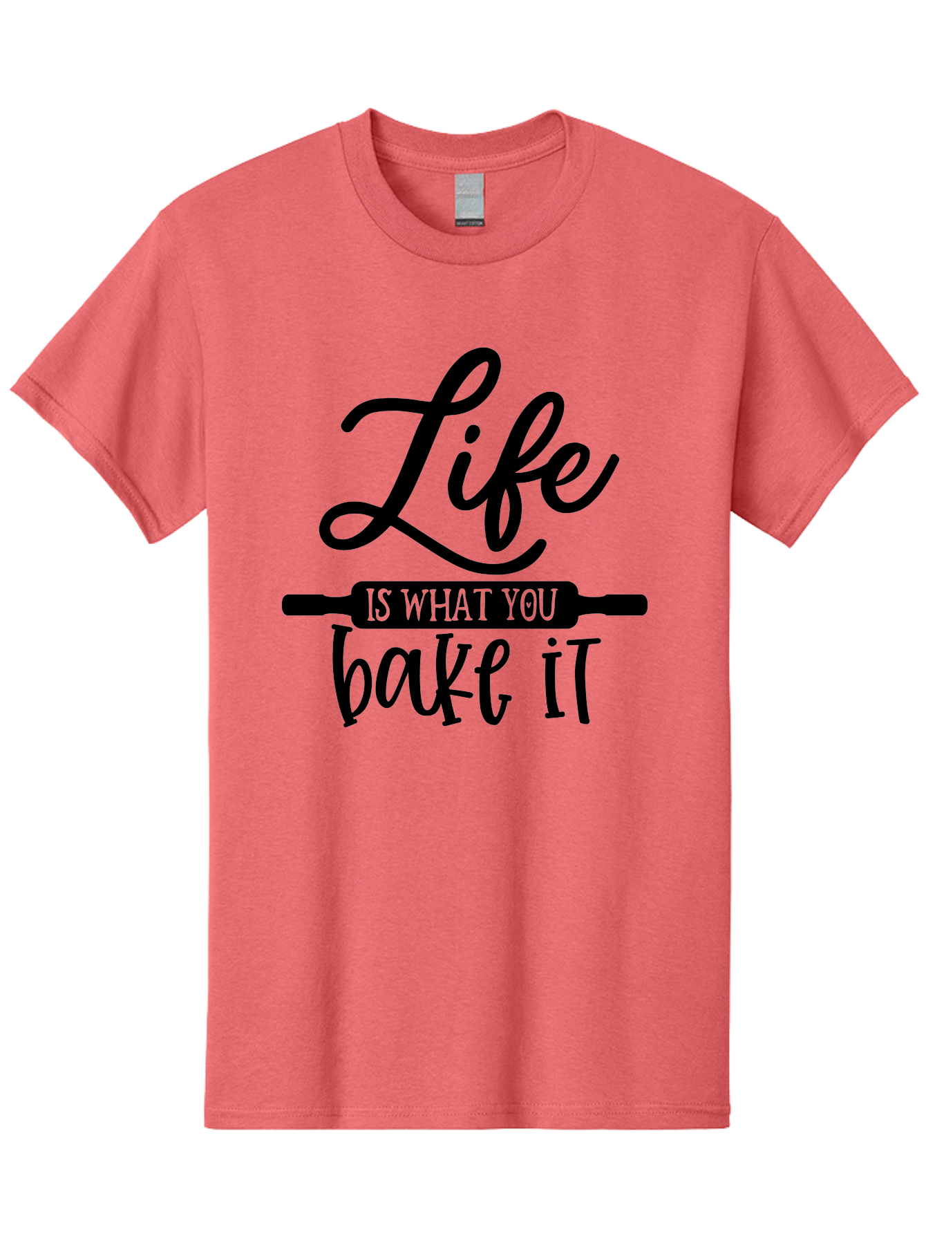 Life-Is-What-You-Bake-It Men'S Graphic Tee, 100% Cotton, Comfortable Casual Summer Wear, Machine Washable, Inspirational Quote, Baking Inspiration, Motivational Phrases, Positive Affirmations, Kitchen Decor, Baking Quotes, Rolling Pin Design Aab585 5