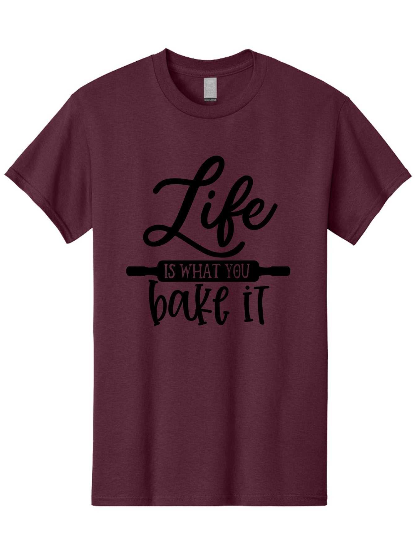 Life-Is-What-You-Bake-It Men'S Graphic Tee, 100% Cotton, Comfortable Casual Summer Wear, Machine Washable, Inspirational Quote, Baking Inspiration, Motivational Phrases, Positive Affirmations, Kitchen Decor, Baking Quotes, Rolling Pin Design Aab585 4