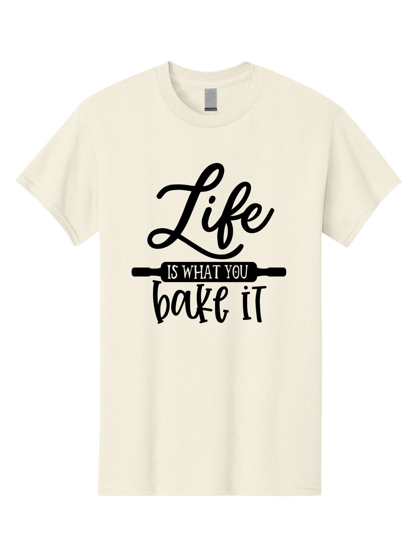 Life-Is-What-You-Bake-It Men'S Graphic Tee, 100% Cotton, Comfortable Casual Summer Wear, Machine Washable, Inspirational Quote, Baking Inspiration, Motivational Phrases, Positive Affirmations, Kitchen Decor, Baking Quotes, Rolling Pin Design Aab585 12