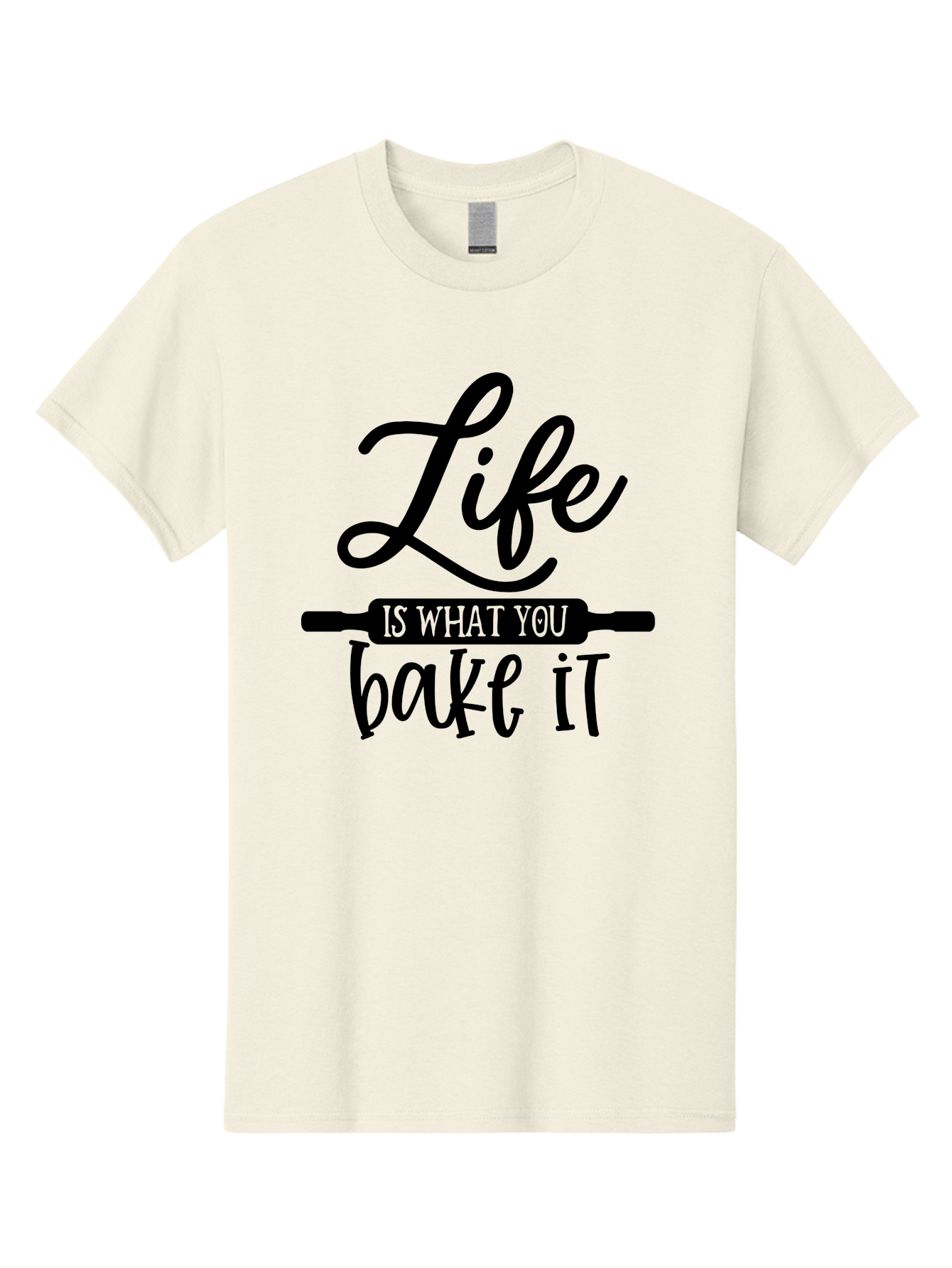 Life-Is-What-You-Bake-It Men'S Graphic Tee, 100% Cotton, Comfortable Casual Summer Wear, Machine Washable, Inspirational Quote, Baking Inspiration, Motivational Phrases, Positive Affirmations, Kitchen Decor, Baking Quotes, Rolling Pin Design Aab585 17