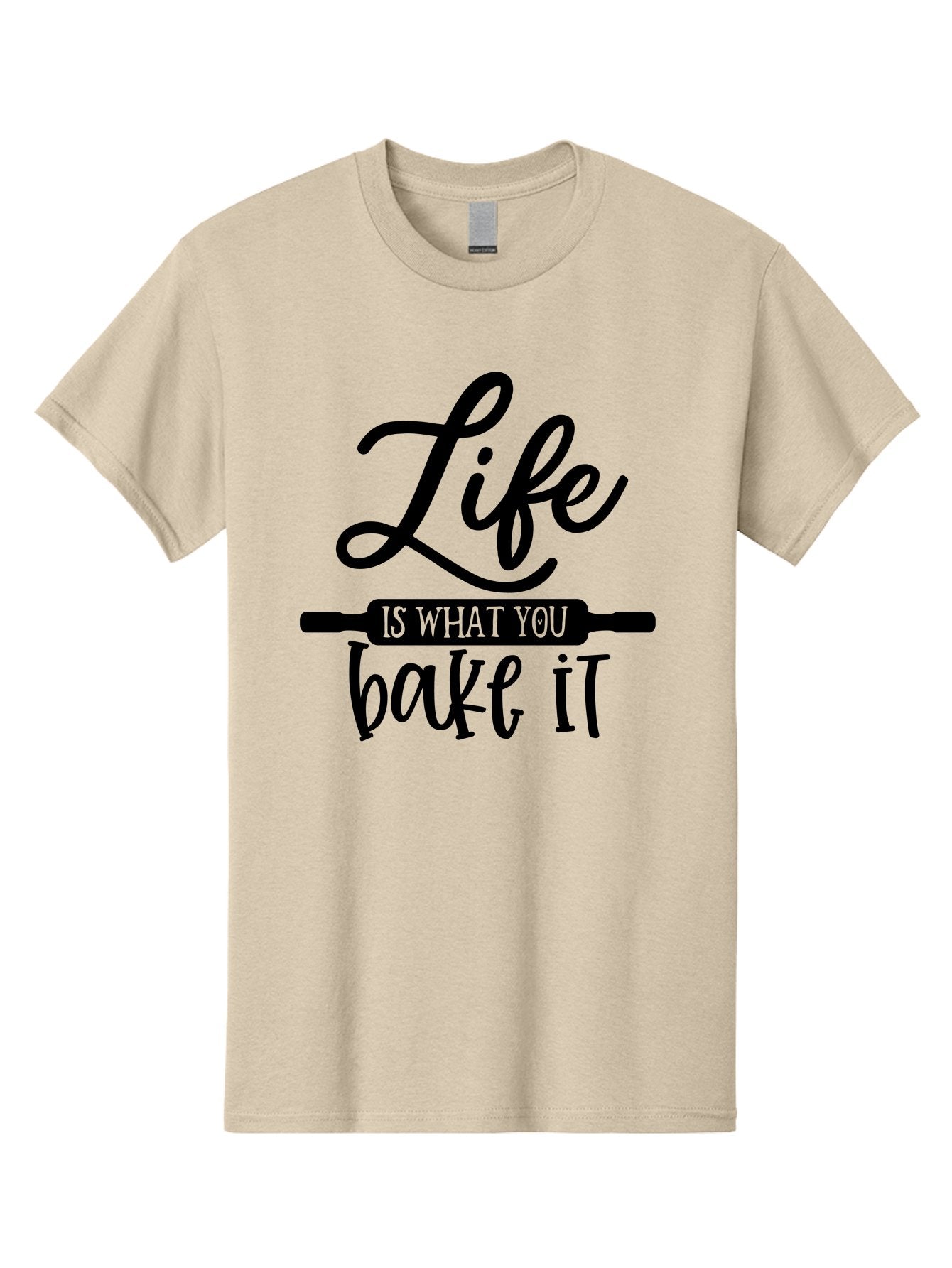 Life-Is-What-You-Bake-It Men'S Graphic Tee, 100% Cotton, Comfortable Casual Summer Wear, Machine Washable, Inspirational Quote, Baking Inspiration, Motivational Phrases, Positive Affirmations, Kitchen Decor, Baking Quotes, Rolling Pin Design Aab585 9