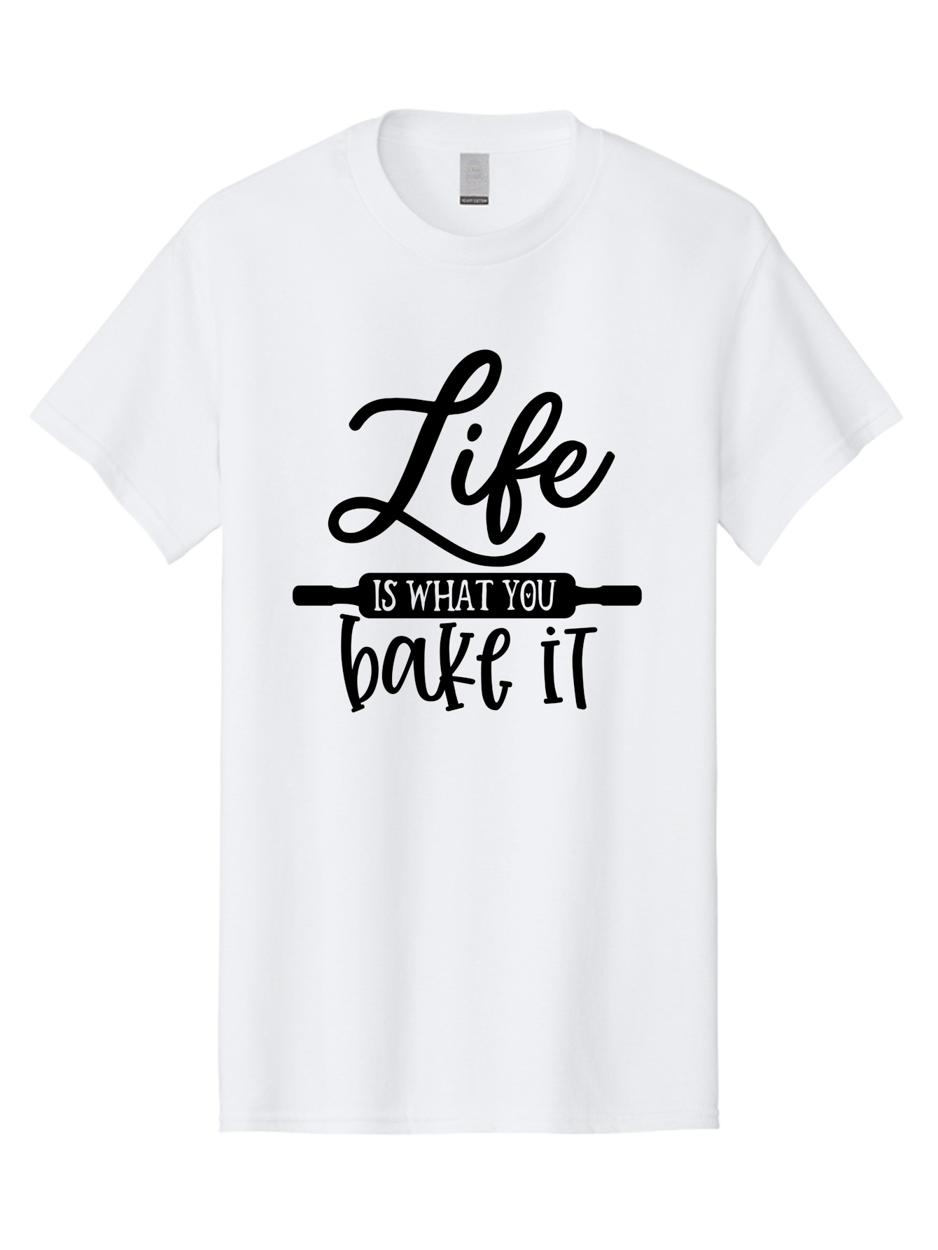 Life-Is-What-You-Bake-It Men'S Graphic Tee, 100% Cotton, Comfortable Casual Summer Wear, Machine Washable, Inspirational Quote, Baking Inspiration, Motivational Phrases, Positive Affirmations, Kitchen Decor, Baking Quotes, Rolling Pin Design Aab585 29