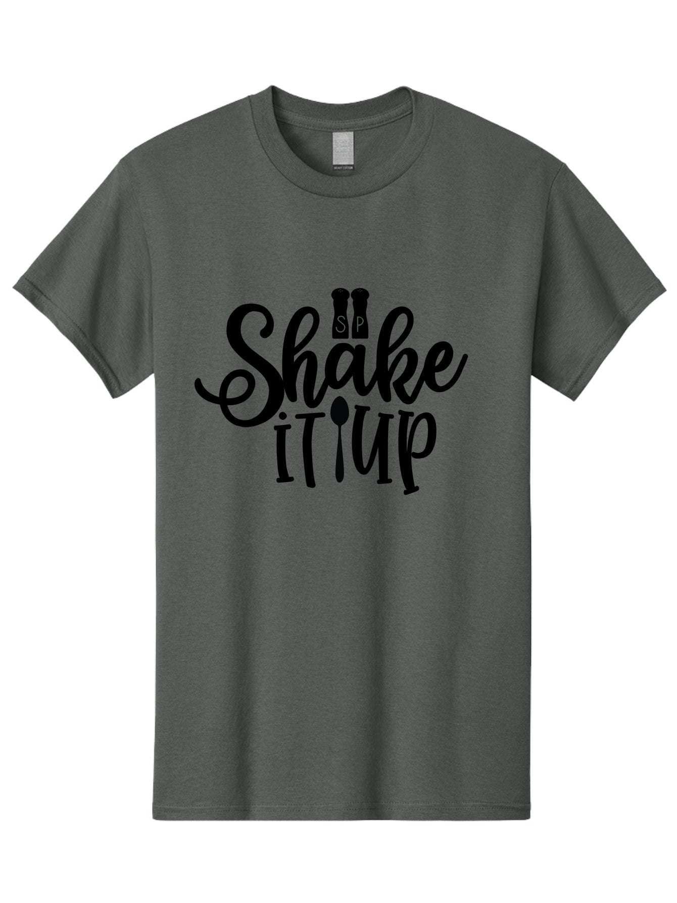 Shake-It-Iup Men'S Graphic Tee, 100% Cotton, Comfortable Casual Summer Wear, Machine Washable, Shake It Up, Sp, Salt And Pepper Shakers, Spoon, Fork, Modern Typography, Creative Logo, Culinary Vibe, Restaurant Branding Aab588 9