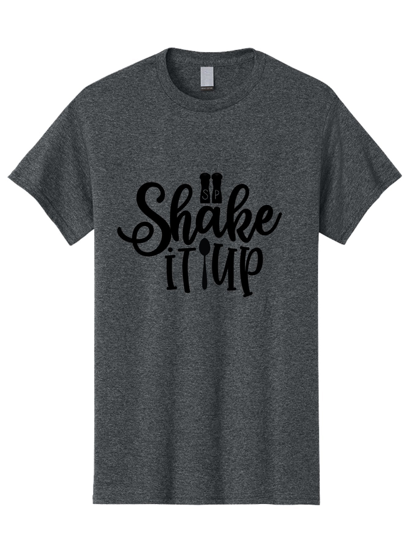 Shake-It-Iup Men'S Graphic Tee, 100% Cotton, Comfortable Casual Summer Wear, Machine Washable, Shake It Up, Sp, Salt And Pepper Shakers, Spoon, Fork, Modern Typography, Creative Logo, Culinary Vibe, Restaurant Branding Aab588 7