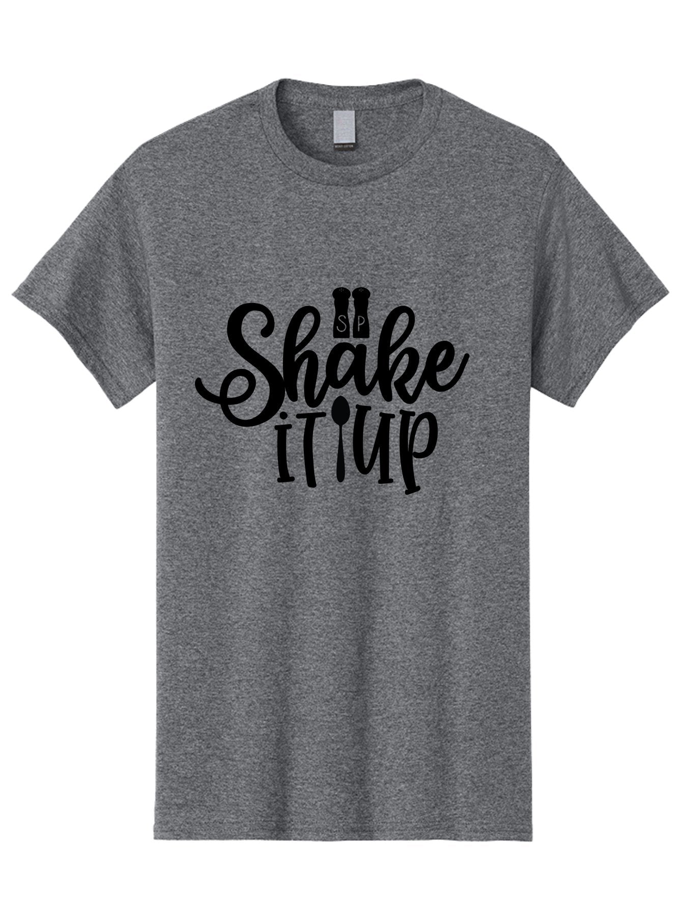 Shake-It-Iup Men'S Graphic Tee, 100% Cotton, Comfortable Casual Summer Wear, Machine Washable, Shake It Up, Sp, Salt And Pepper Shakers, Spoon, Fork, Modern Typography, Creative Logo, Culinary Vibe, Restaurant Branding Aab588 4