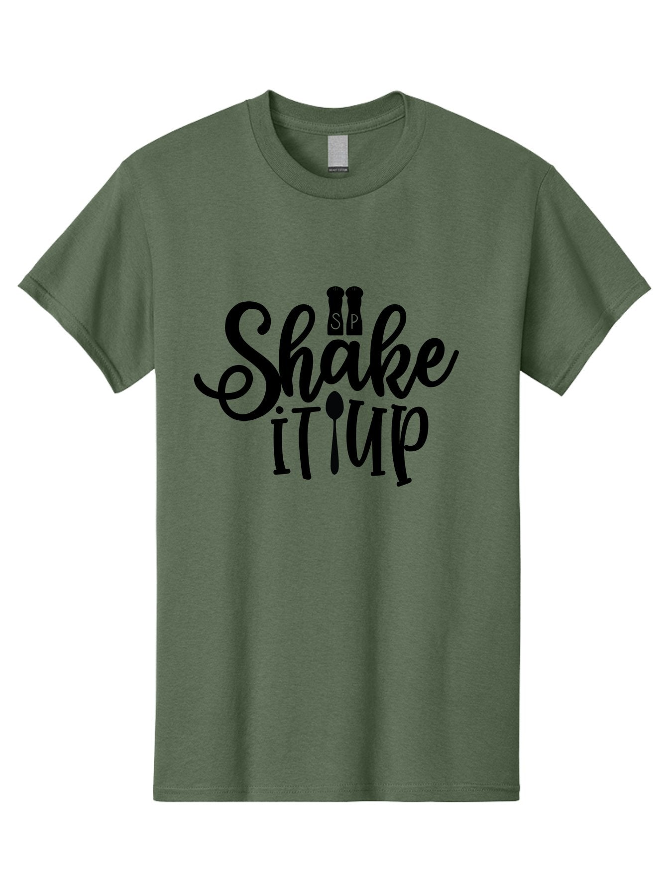 Shake-It-Iup Men'S Graphic Tee, 100% Cotton, Comfortable Casual Summer Wear, Machine Washable, Shake It Up, Sp, Salt And Pepper Shakers, Spoon, Fork, Modern Typography, Creative Logo, Culinary Vibe, Restaurant Branding Aab588 6