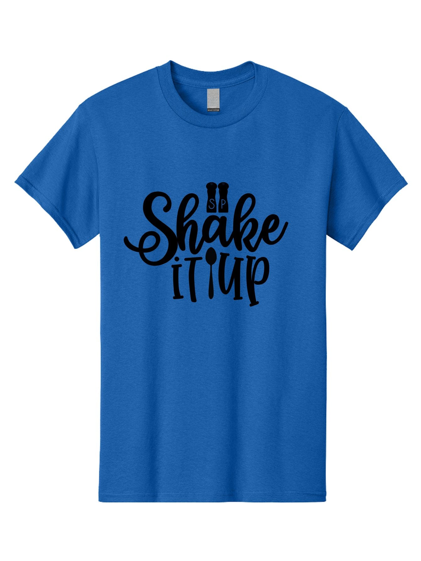 Shake-It-Iup Men'S Graphic Tee, 100% Cotton, Comfortable Casual Summer Wear, Machine Washable, Shake It Up, Sp, Salt And Pepper Shakers, Spoon, Fork, Modern Typography, Creative Logo, Culinary Vibe, Restaurant Branding Aab588 3