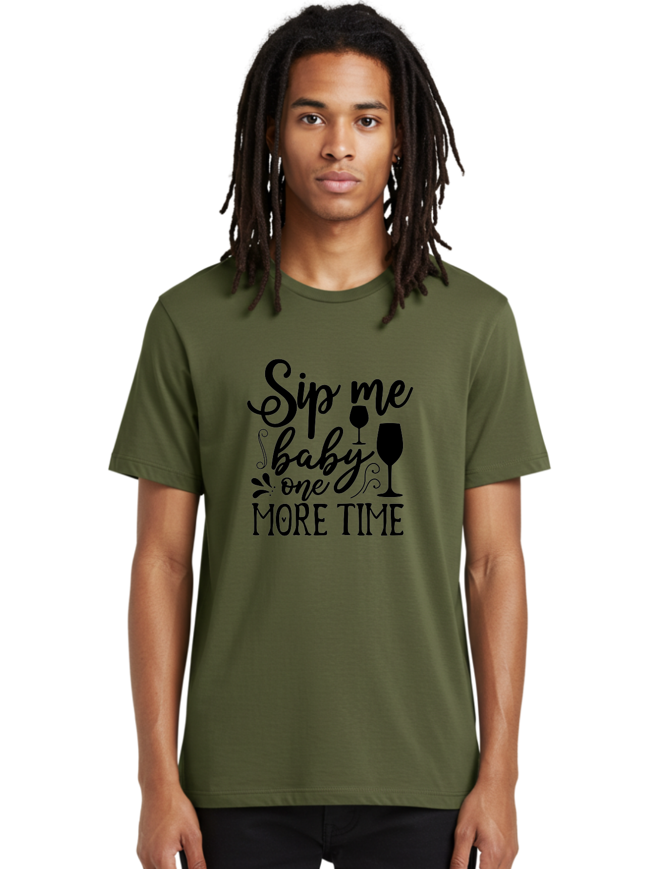 Sip-Me-Baby-One-More-Time Men'S Graphic Tee, 100% Cotton, Comfortable Casual Summer Wear, Machine Washable, Wine Glasses, Funny Quote, Sip Me Baby, Wine Lover, Party Phrase, Drinking Humor, Wine Quotes, Humorous Sayings, Aab589 6