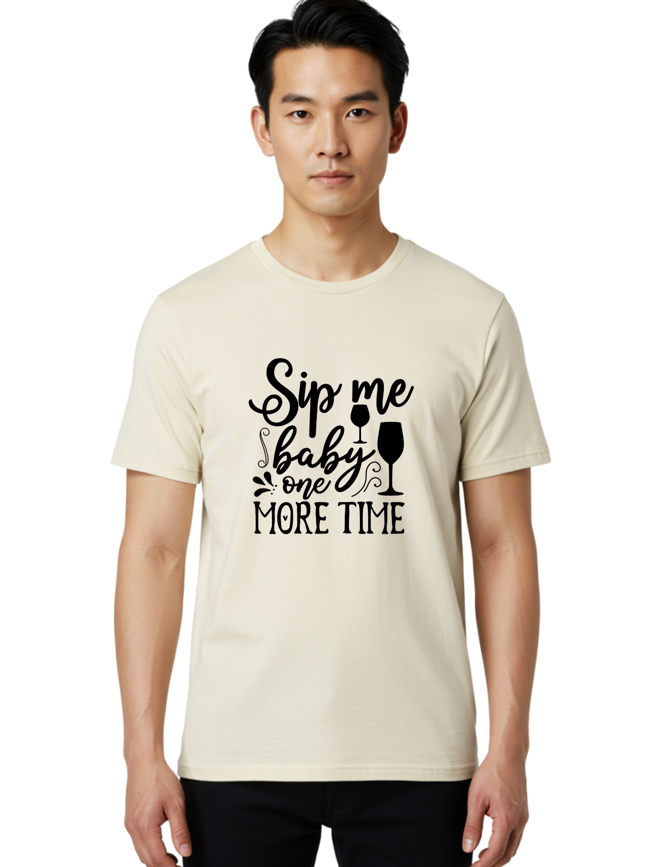 Sip-Me-Baby-One-More-Time Men'S Graphic Tee, 100% Cotton, Comfortable Casual Summer Wear, Machine Washable, Wine Glasses, Funny Quote, Sip Me Baby, Wine Lover, Party Phrase, Drinking Humor, Wine Quotes, Humorous Sayings, Aab589 10