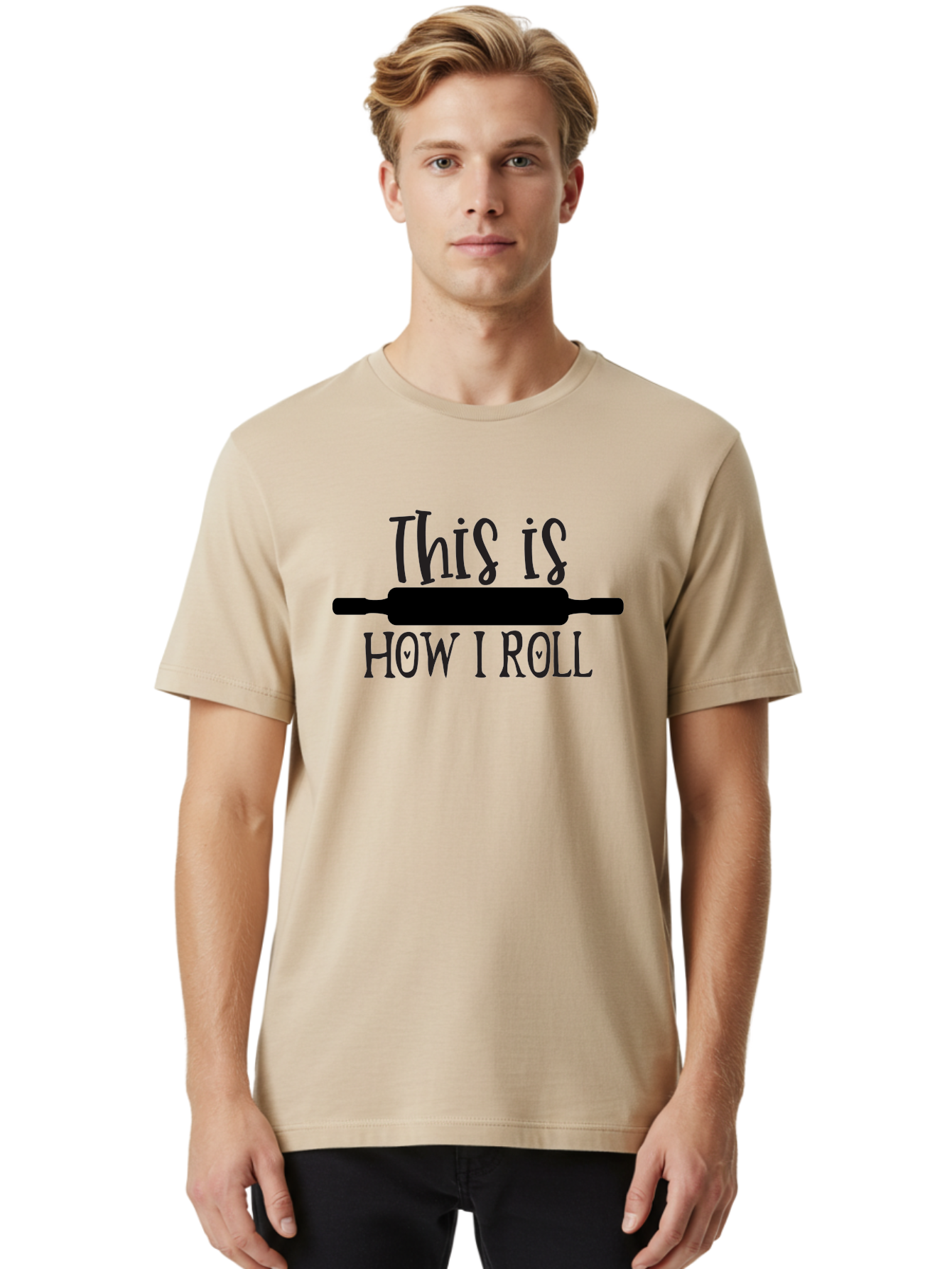 This-Is-How-I-Roll Men'S Graphic Tee, 100% Cotton, Comfortable Casual Summer Wear, Machine Washable, Baking Humor, Rolling Pin, Punny Phrase, Funny Quote, Baking Quote, Kitchen Humor, Playful Design, Whimsical Typography, Clever Saying Aab591 6