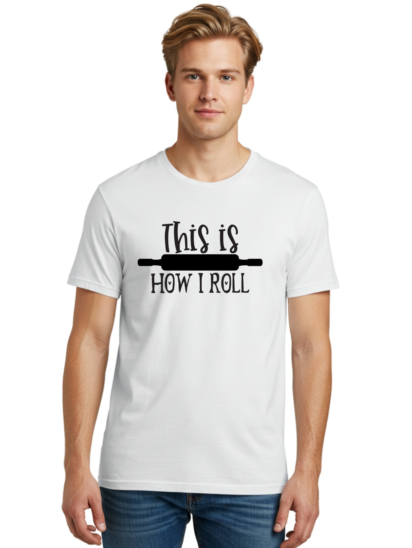 This-Is-How-I-Roll Men'S Graphic Tee, 100% Cotton, Comfortable Casual Summer Wear, Machine Washable, Baking Humor, Rolling Pin, Punny Phrase, Funny Quote, Baking Quote, Kitchen Humor, Playful Design, Whimsical Typography, Clever Saying Aab591 16