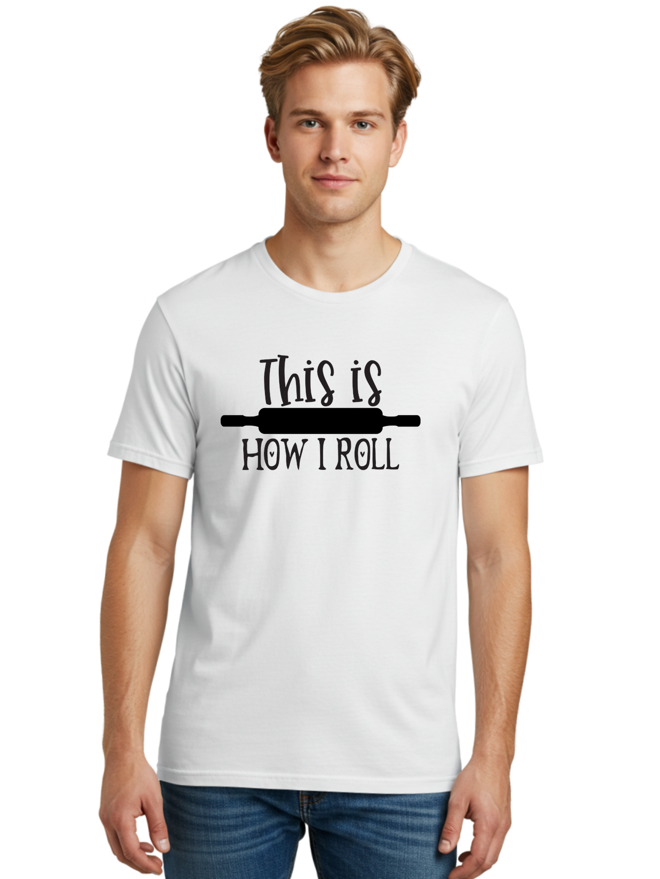 This-Is-How-I-Roll Men'S Graphic Tee, 100% Cotton, Comfortable Casual Summer Wear, Machine Washable, Baking Humor, Rolling Pin, Punny Phrase, Funny Quote, Baking Quote, Kitchen Humor, Playful Design, Whimsical Typography, Clever Saying Aab591 26