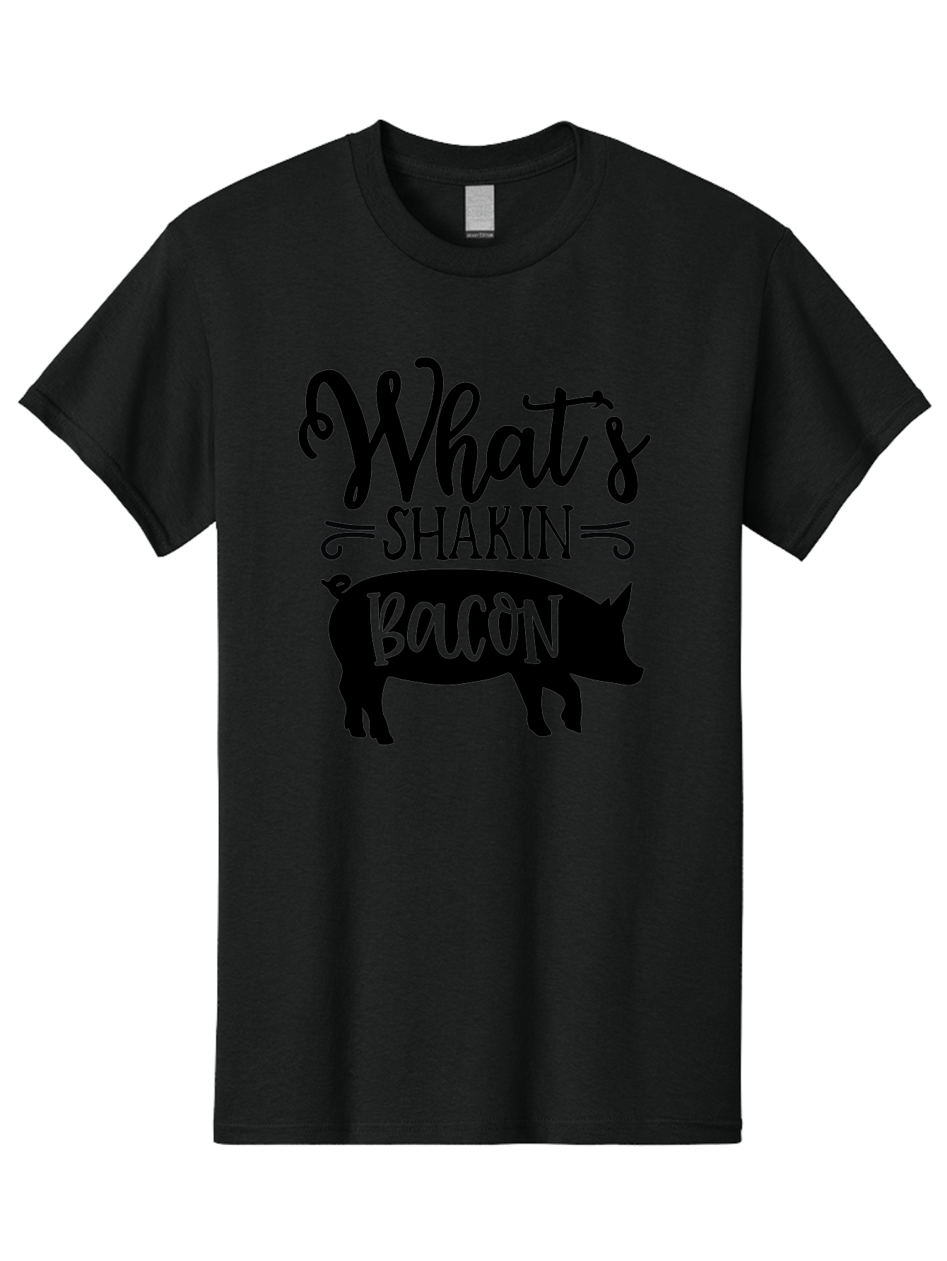 What-S-Shakin-Bacon Men'S Graphic Tee, 100% Cotton, Comfortable Casual Summer Wear, Machine Washable, Funny Pig Graphic, Bacon Lover Gift, Playful Typography, What'S Shakin Bacon, Pig Silhouette, Whimsical Design, Humor, Bacon Pun, Aab593 23